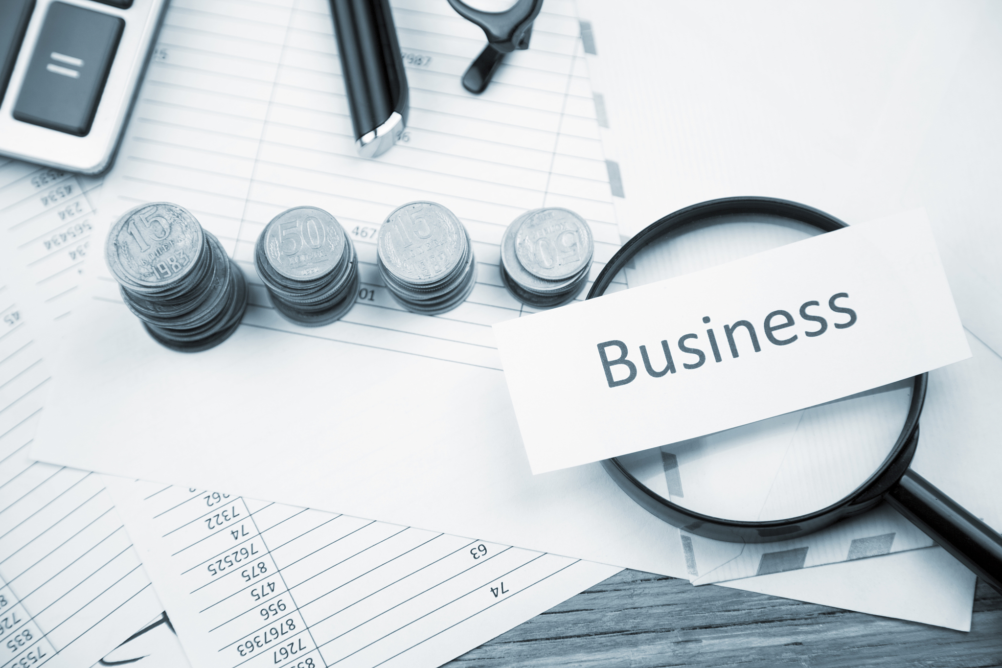 business, money and differet items on documents