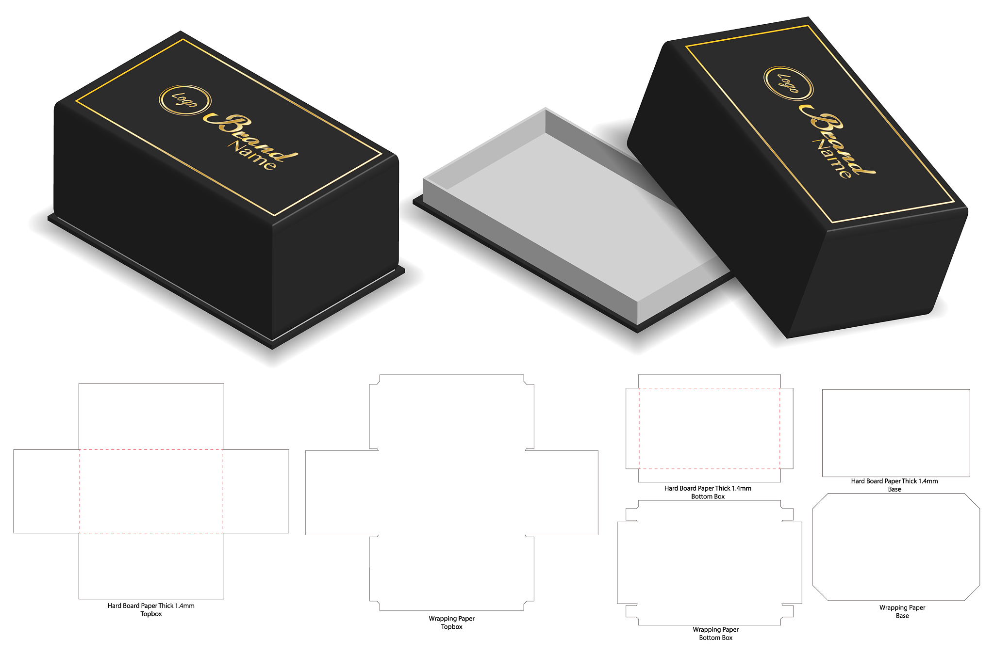 box packaging die cut template design 3d mock-up