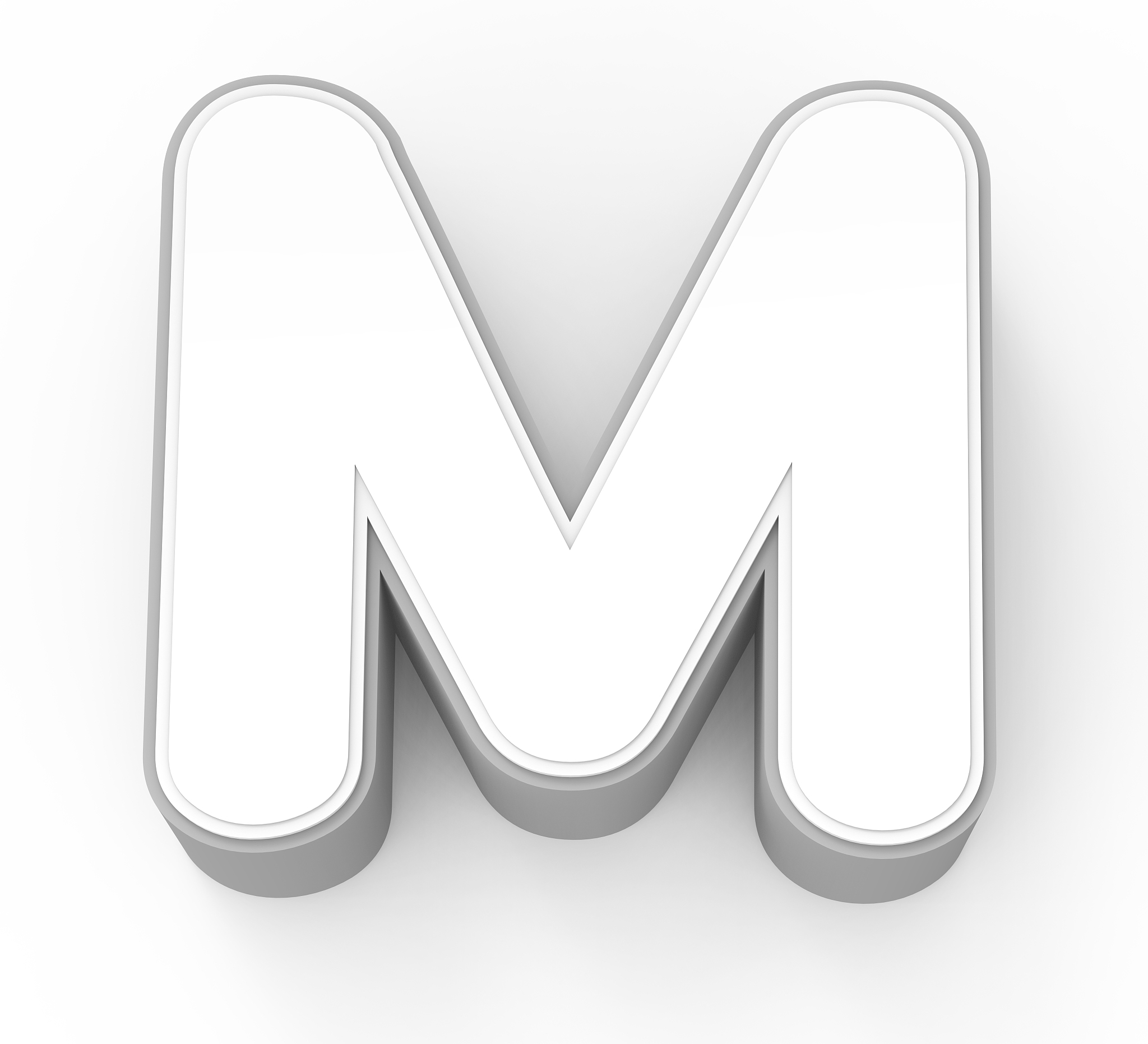 white letter m