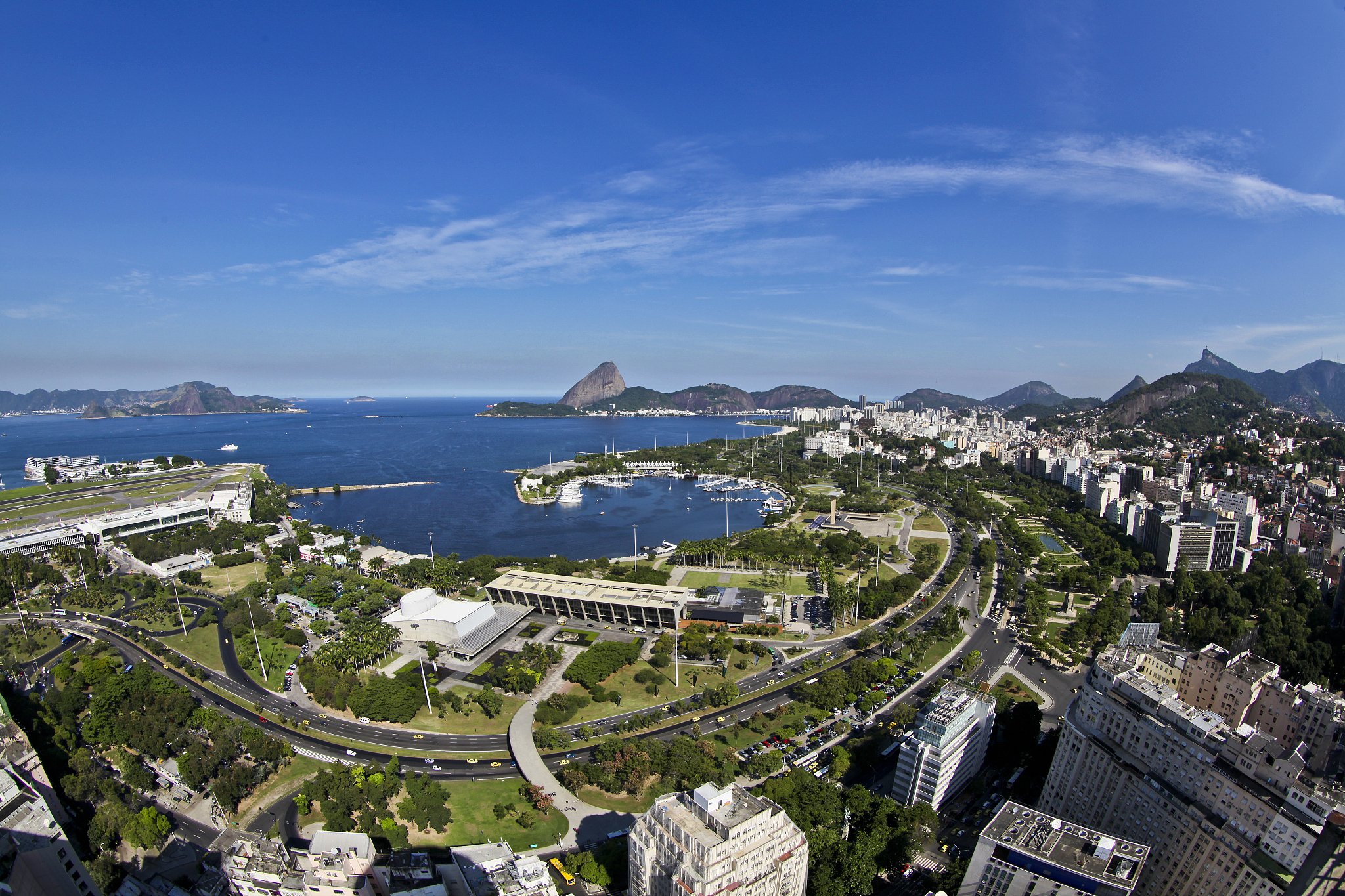wide angle view of city