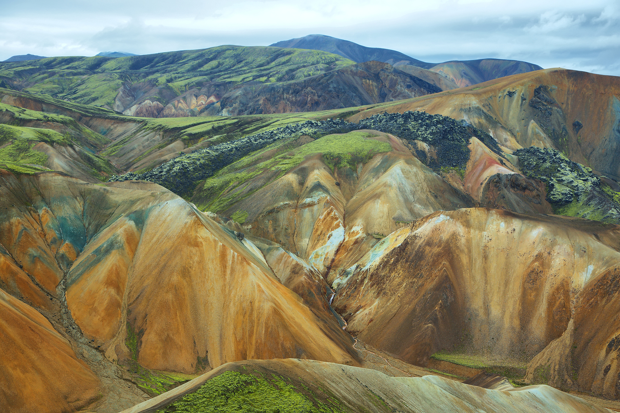 multicolored mountains at landmannalaugar,