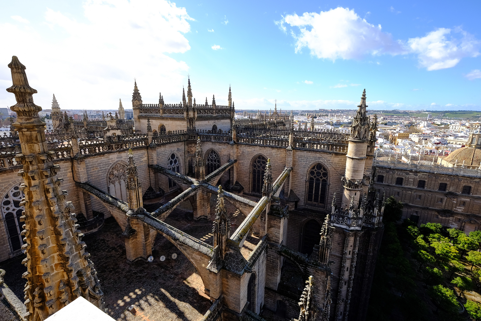seville cathedral seen from giralda bell tower, unesco world her