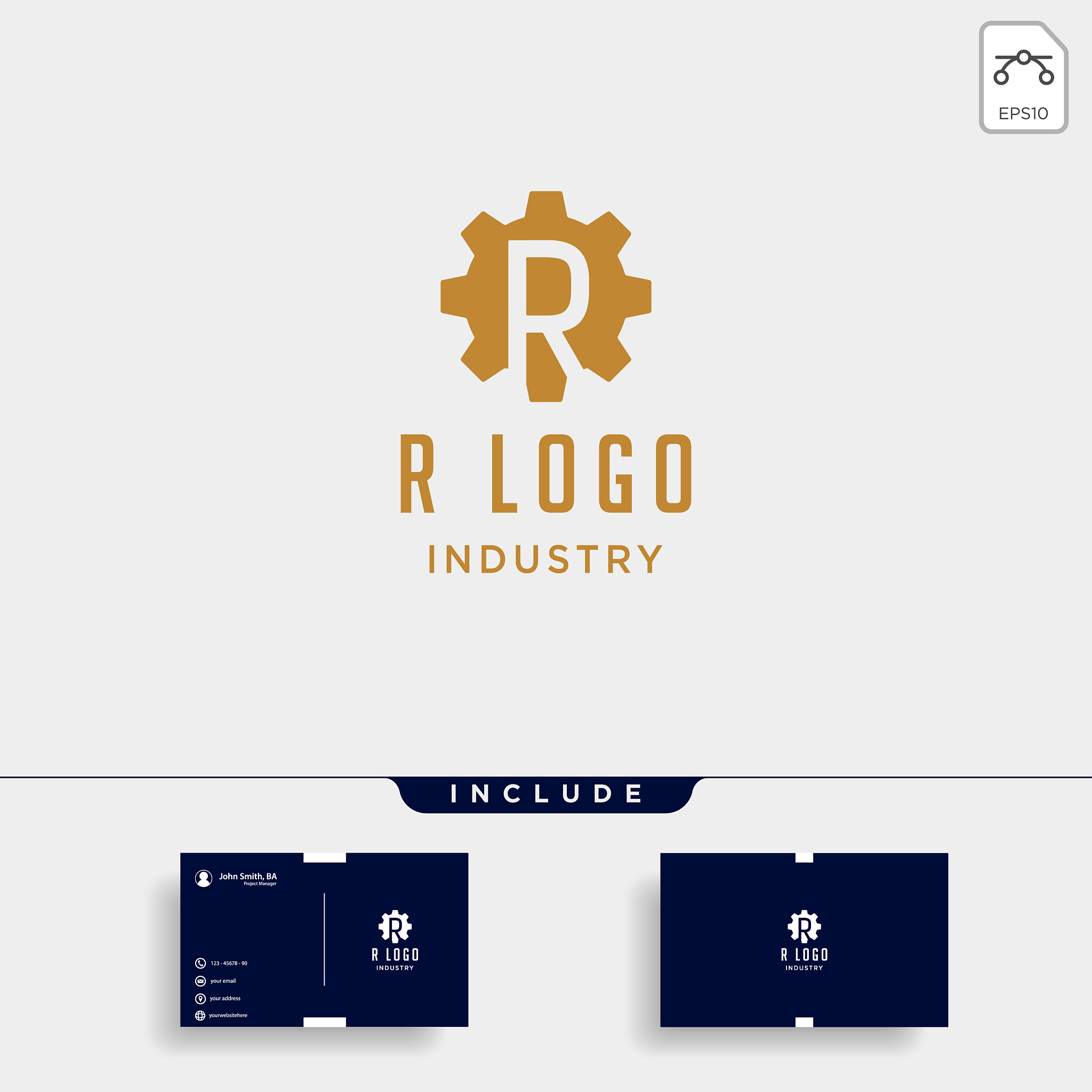 gear machine logo initial r industry icon design