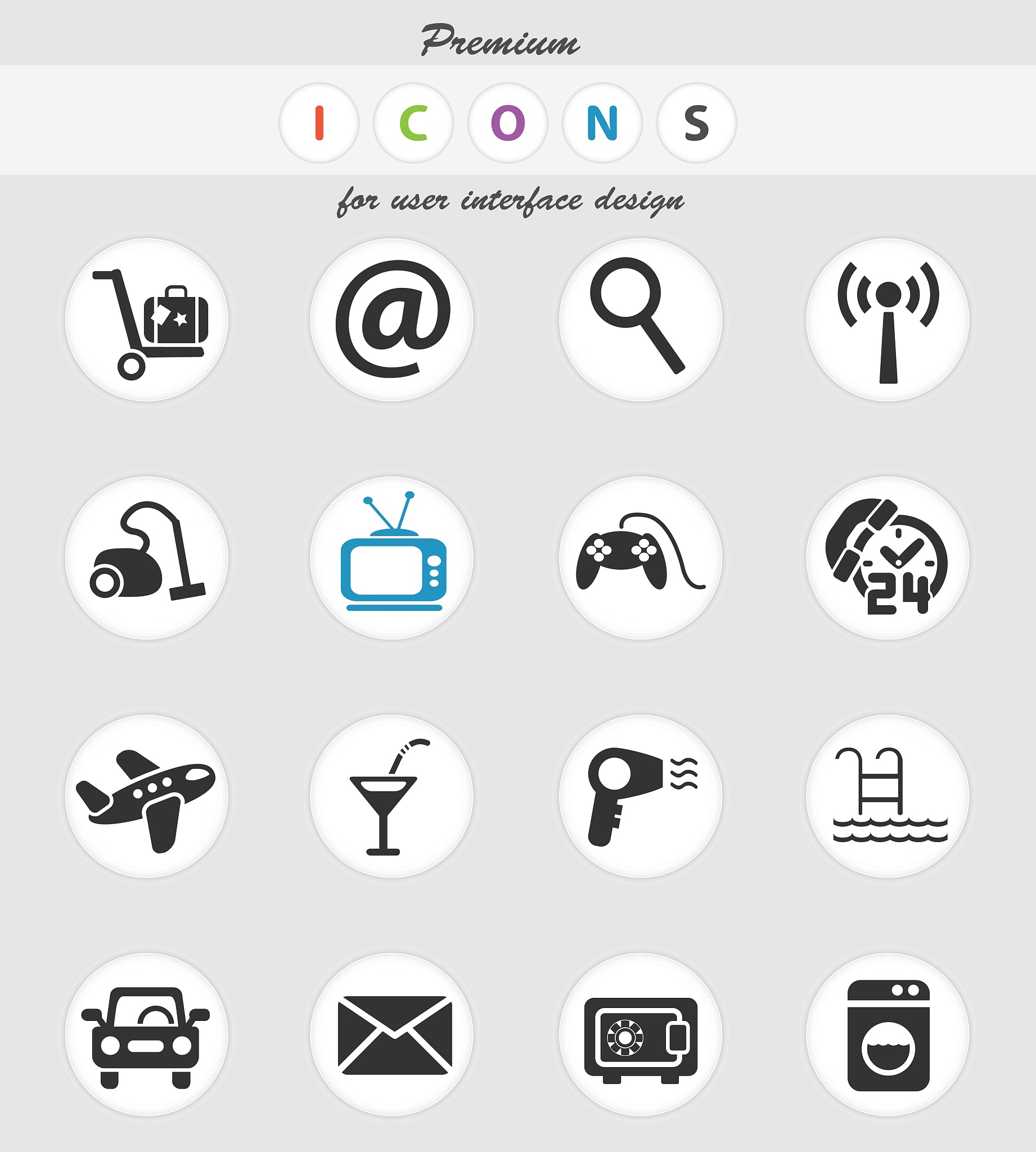 hotel service icon set