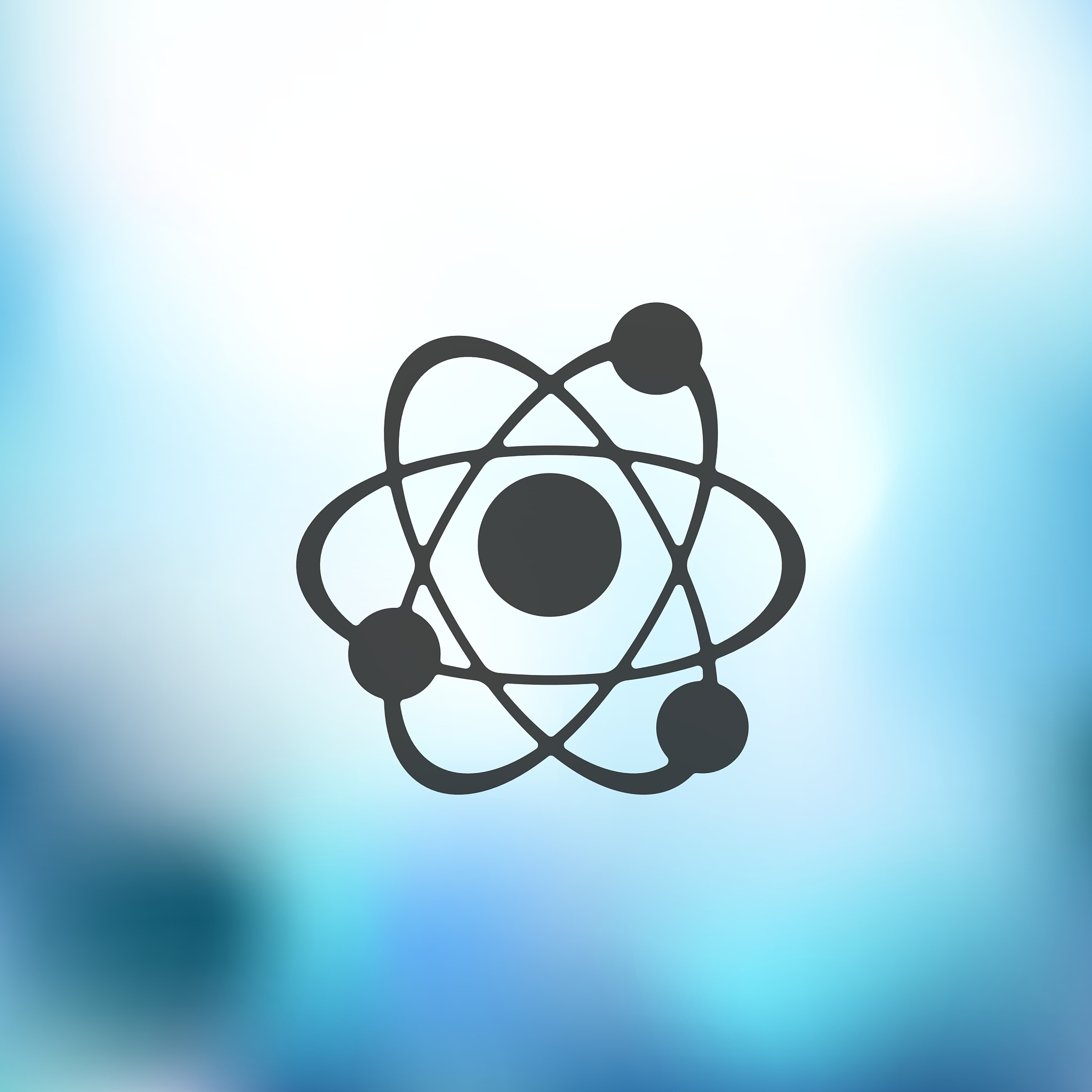 atom icon on blurred background