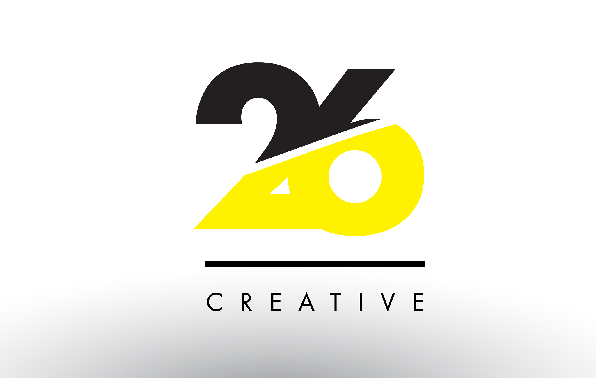 26 black and yellow number logo design