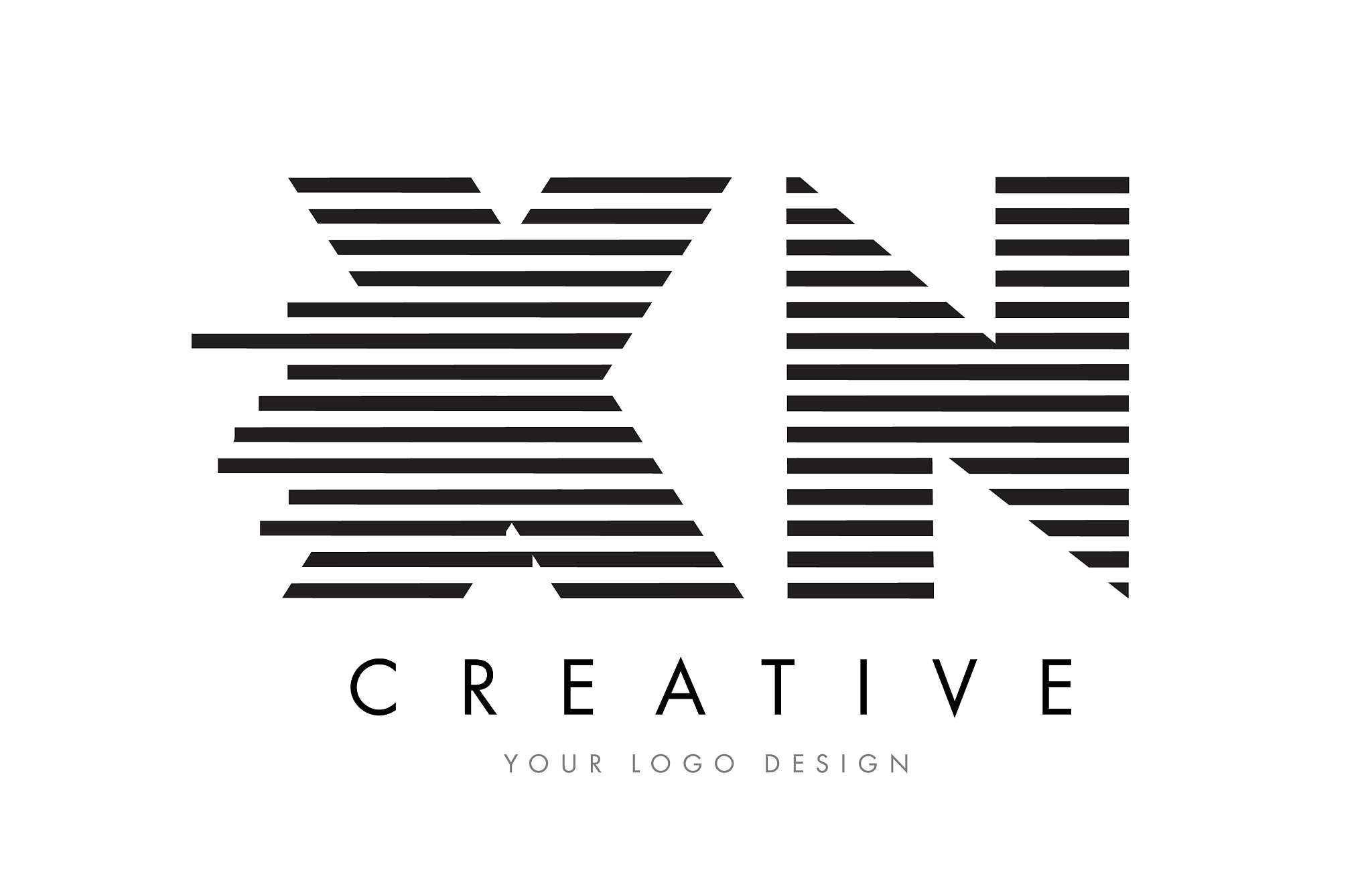 xn x n zebra letter logo design with black and