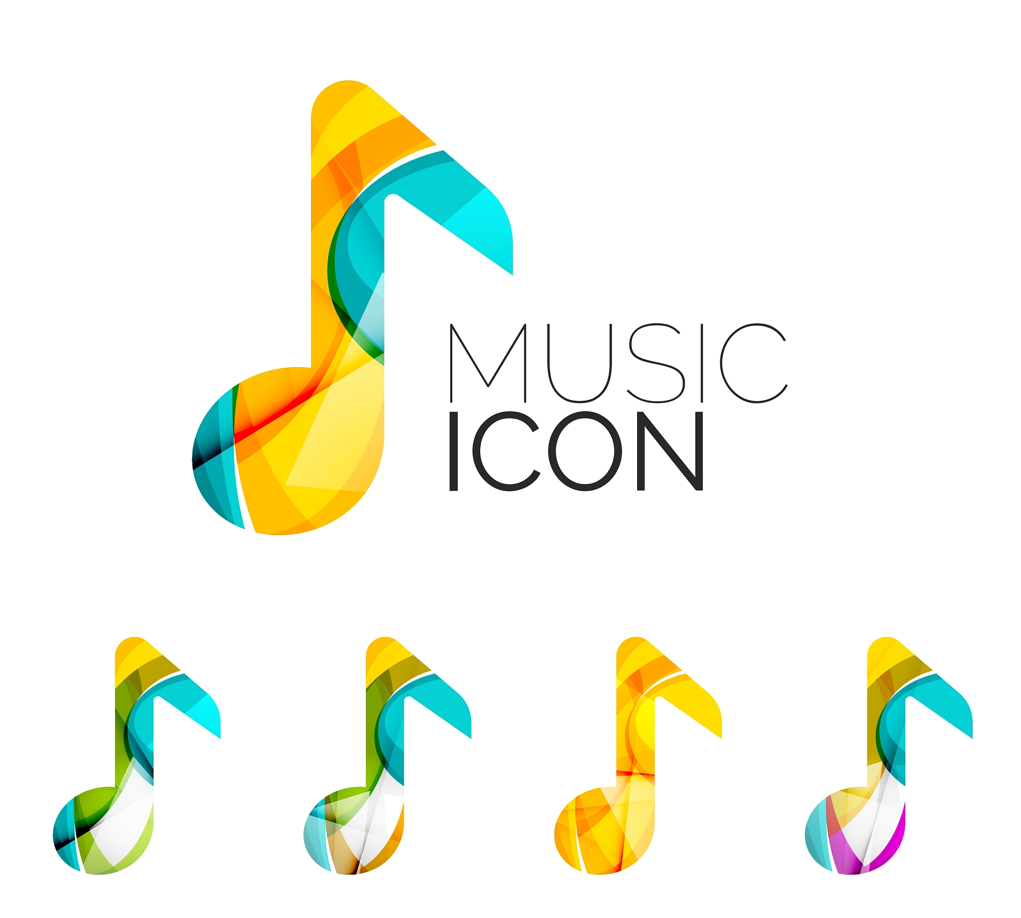 set of abstract music note icon business logotype