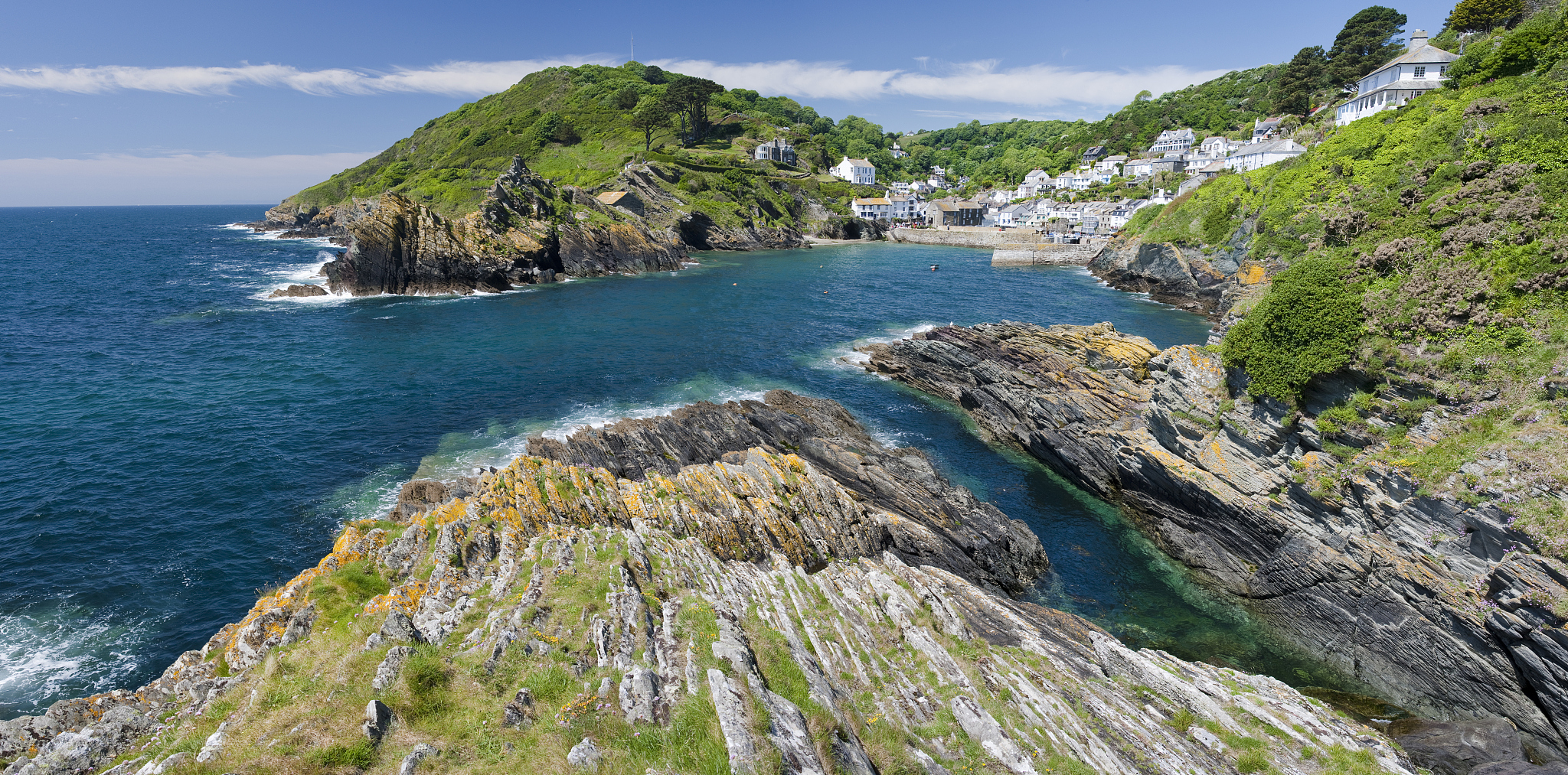 the coastal village of polperro in cornwall, england
