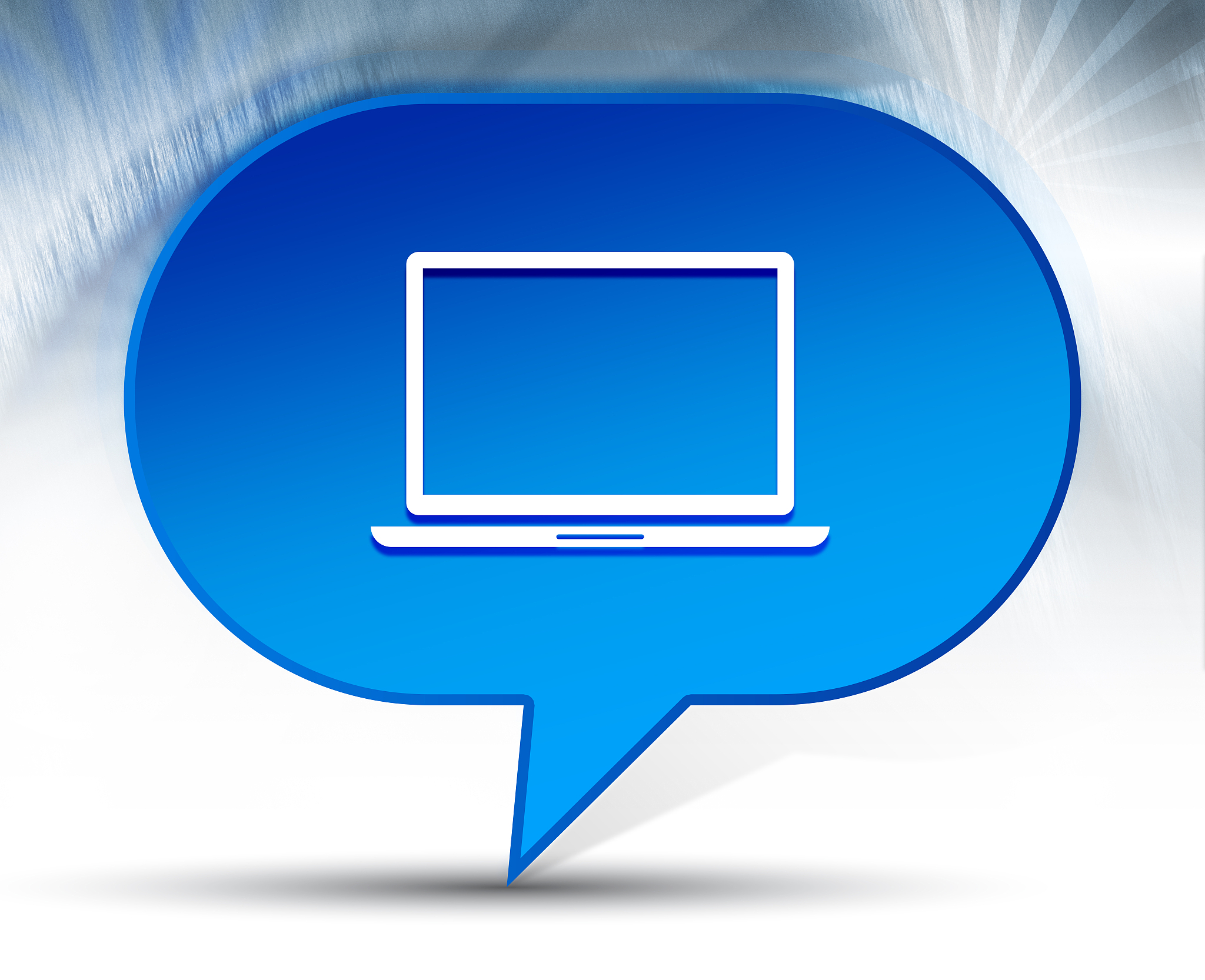 laptop icon blue bubble background