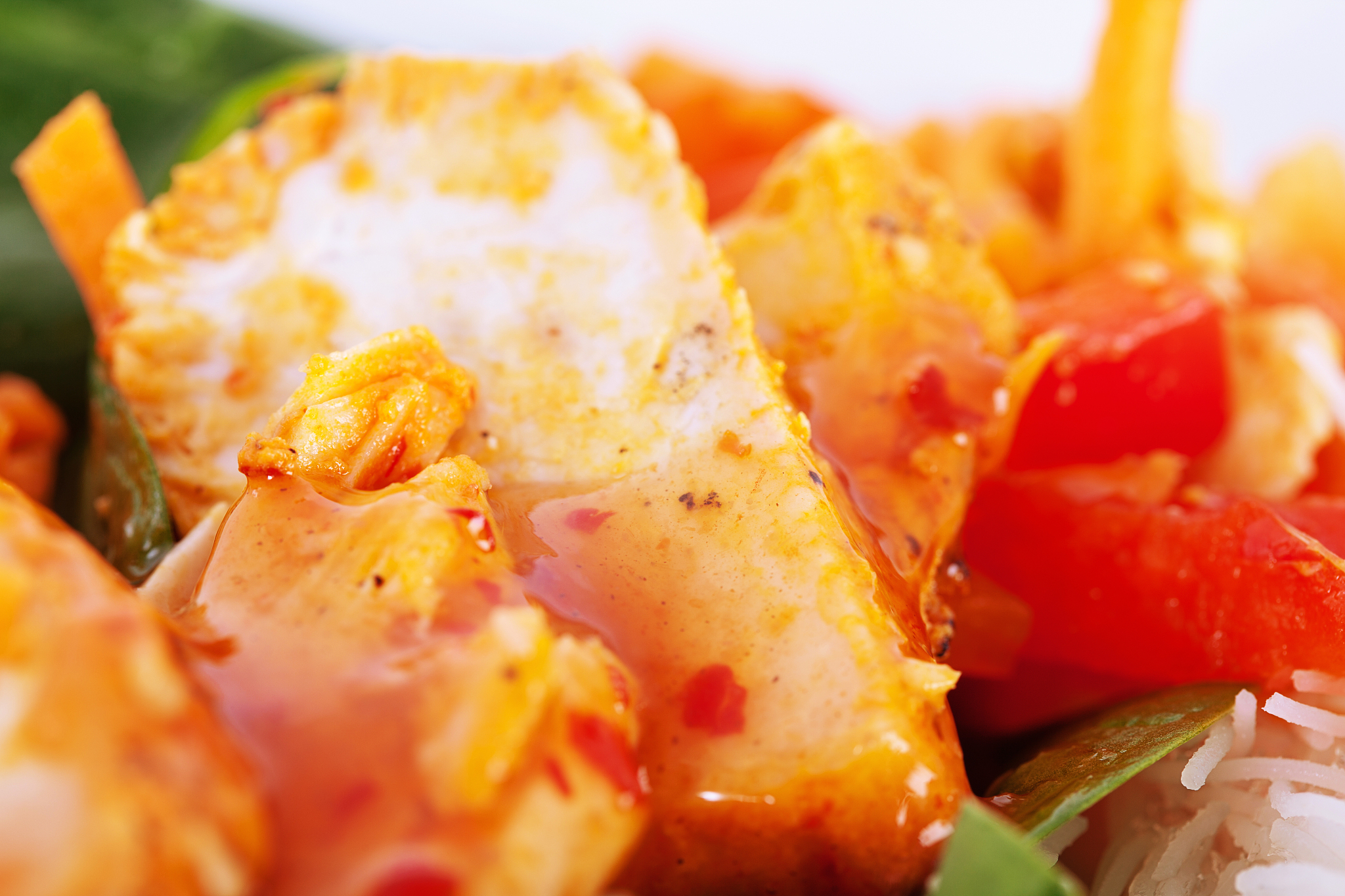 chilli chicken salad with rice noodles