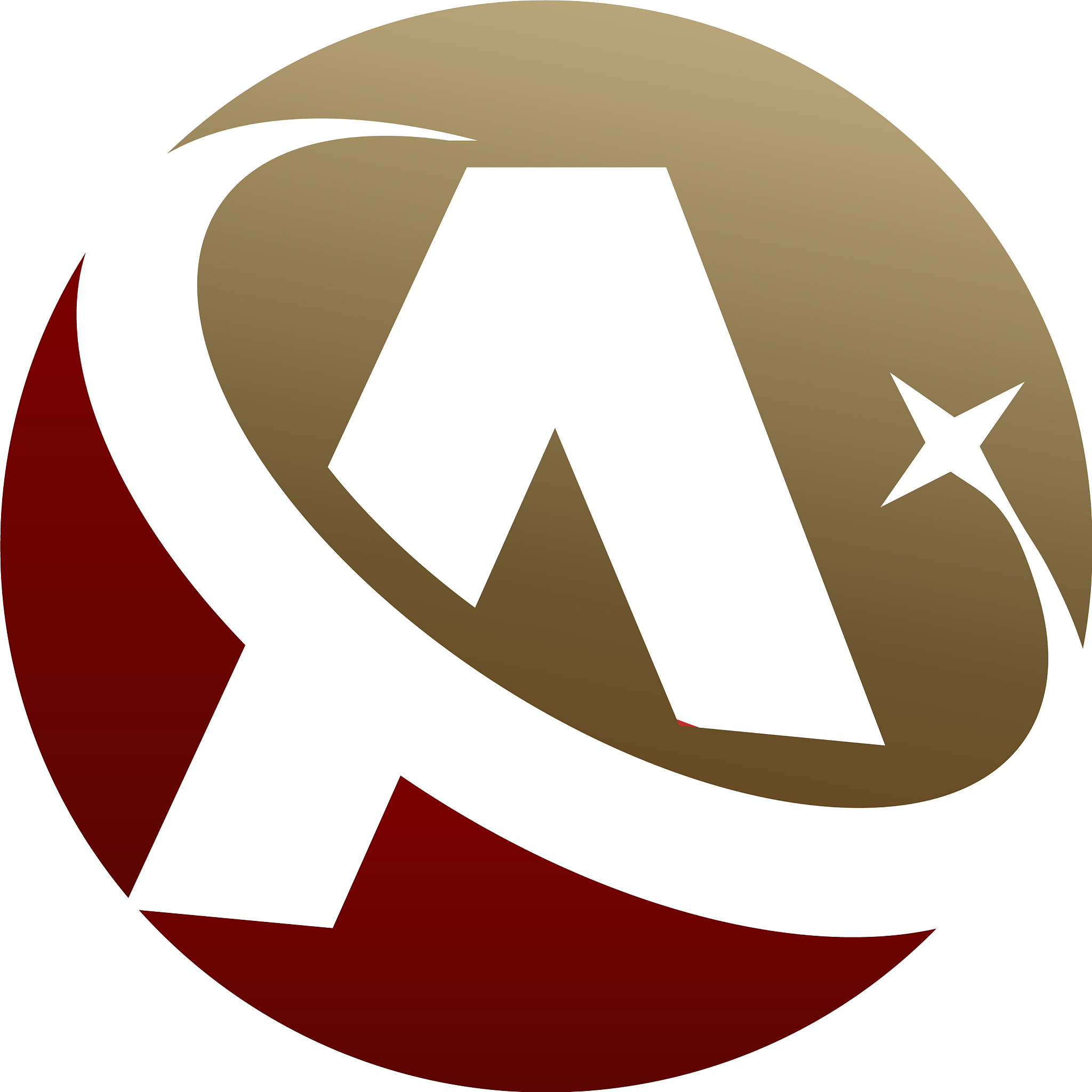 letter a logo circle shape symbol red and gold