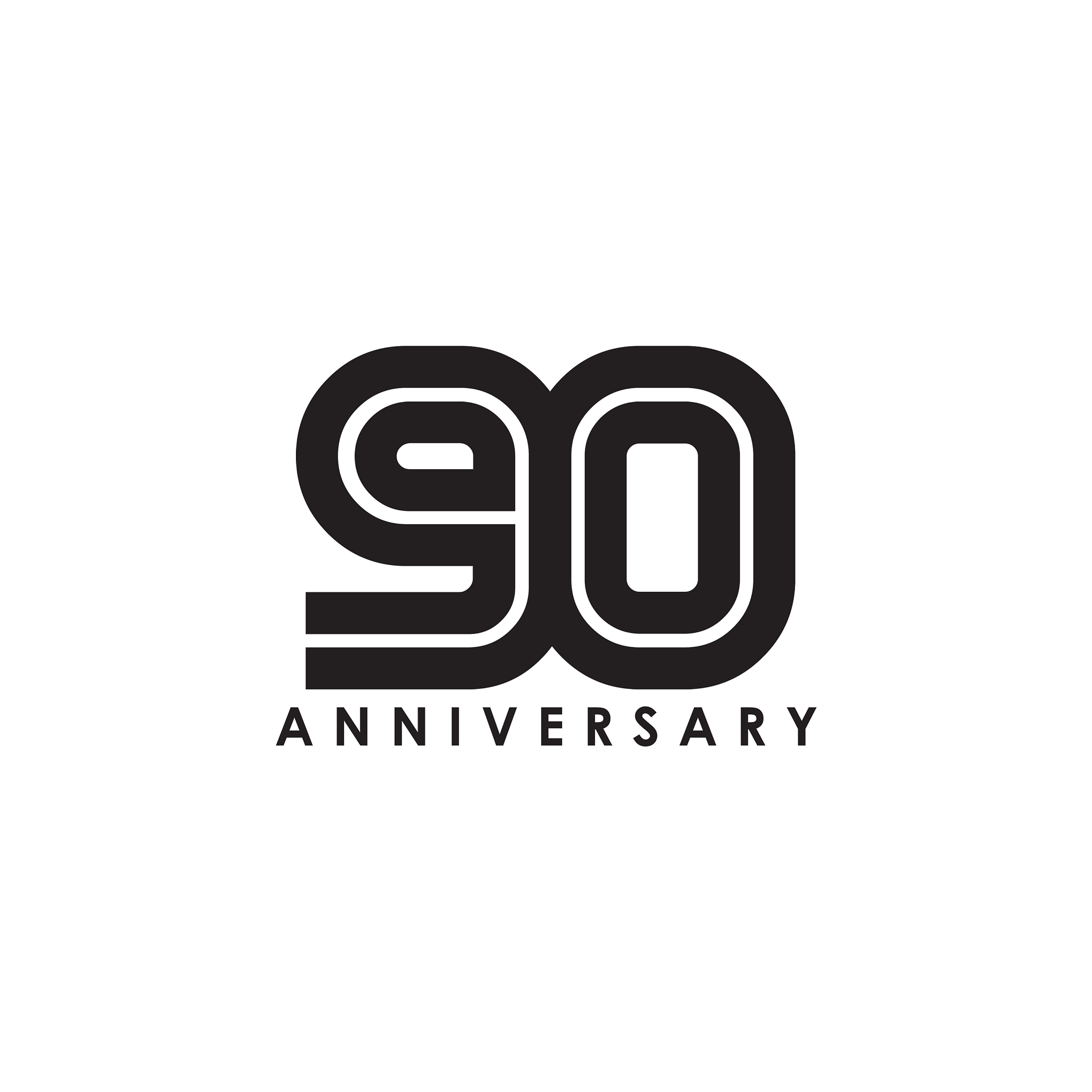 90th year celebrating anniversary emblem logo