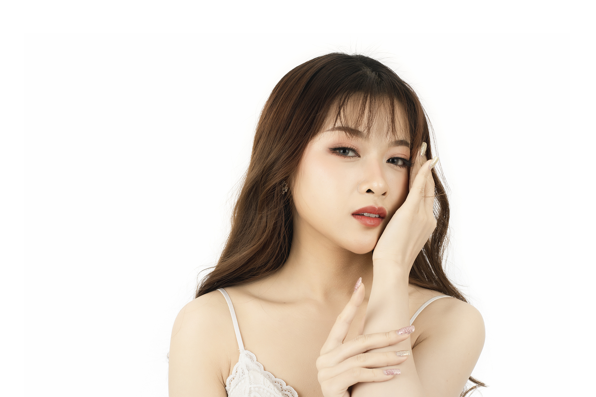 portrait of attractive young woman with beauty skin and face iso