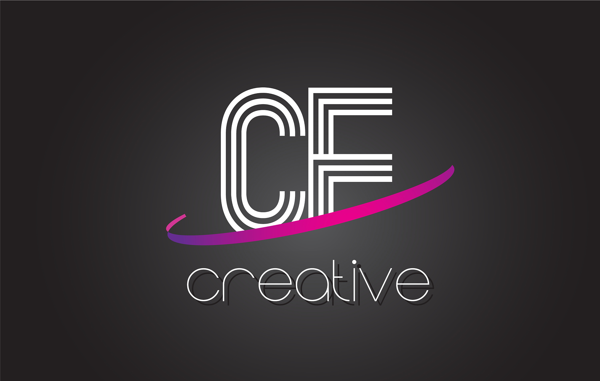 ce c e letter logo with lines design and purple