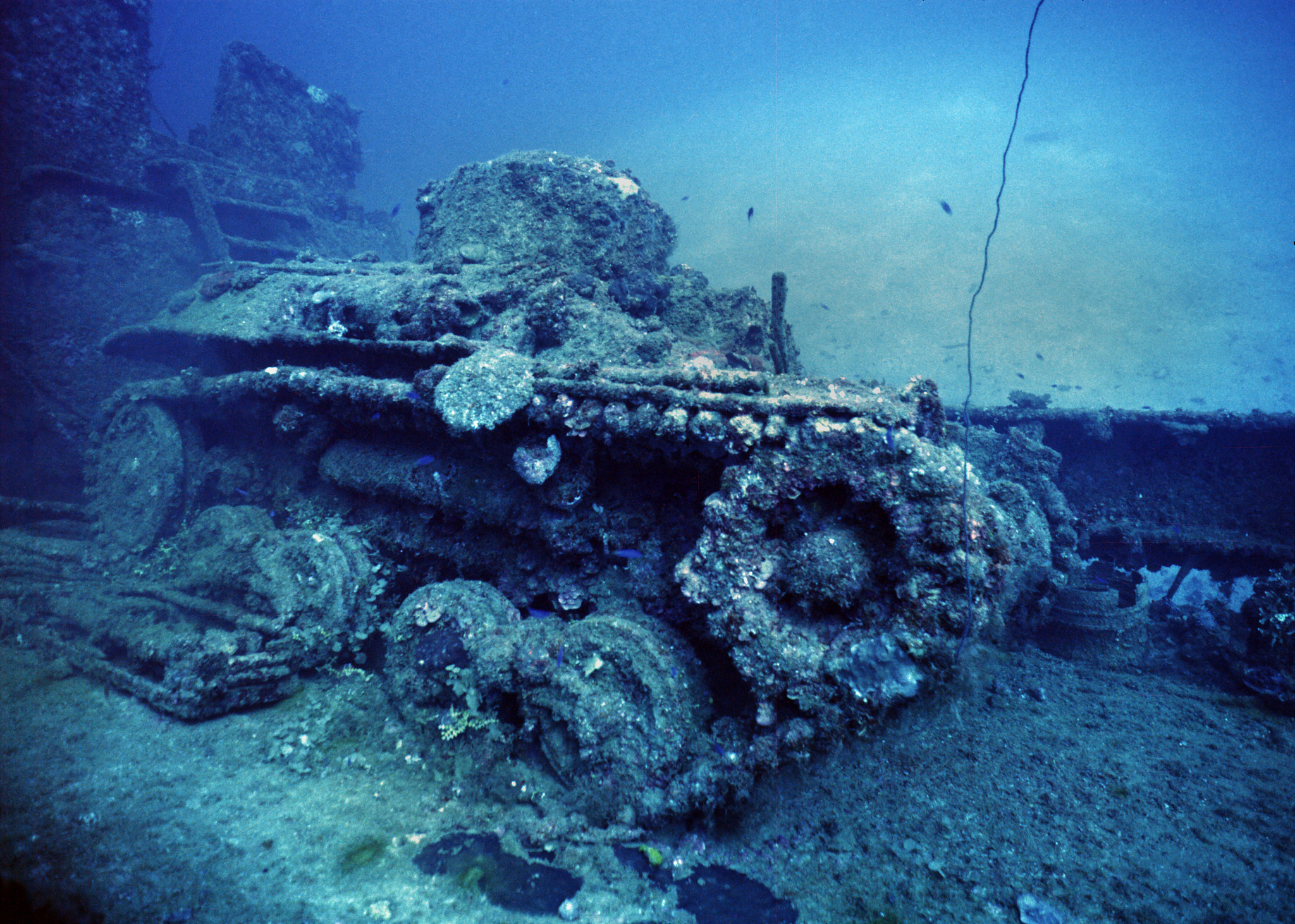 tank of deck of sunken japanese ship