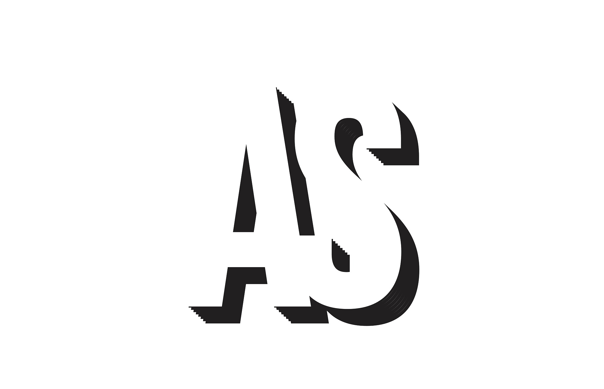 black and white as a s alphabet letter logo combination icon des