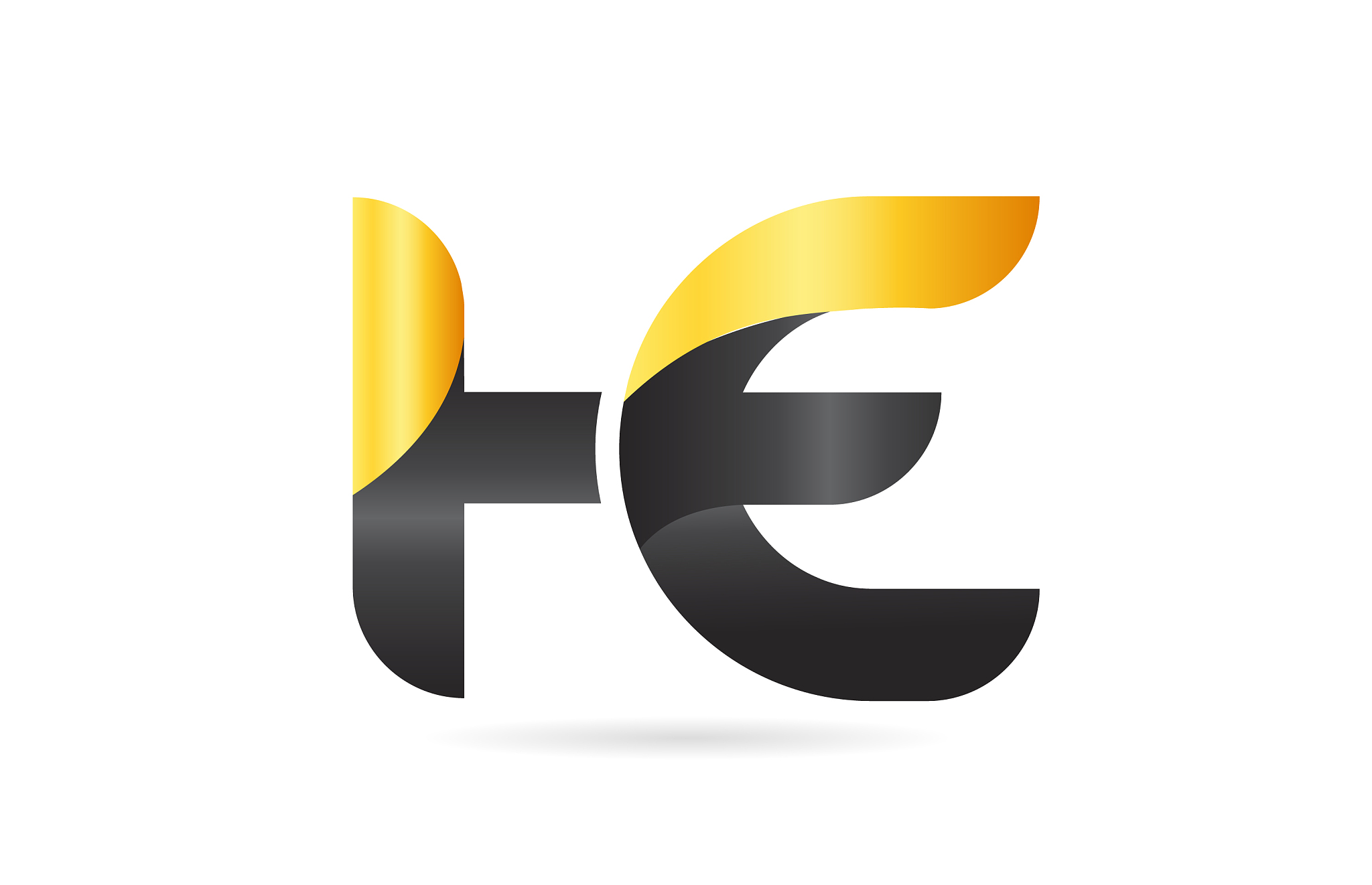 joined or connected he h e yellow black alphabet