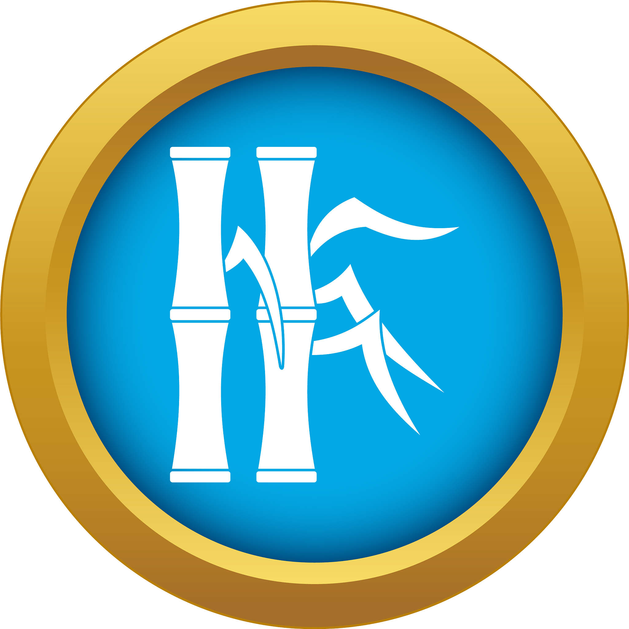 bamboo stems icon blue isolated