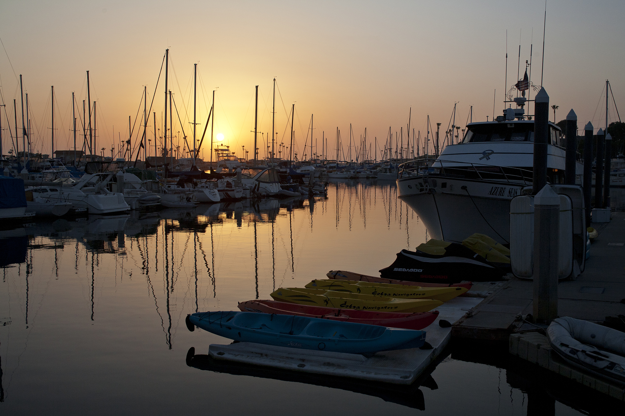 oceanside harbour at sunset, california