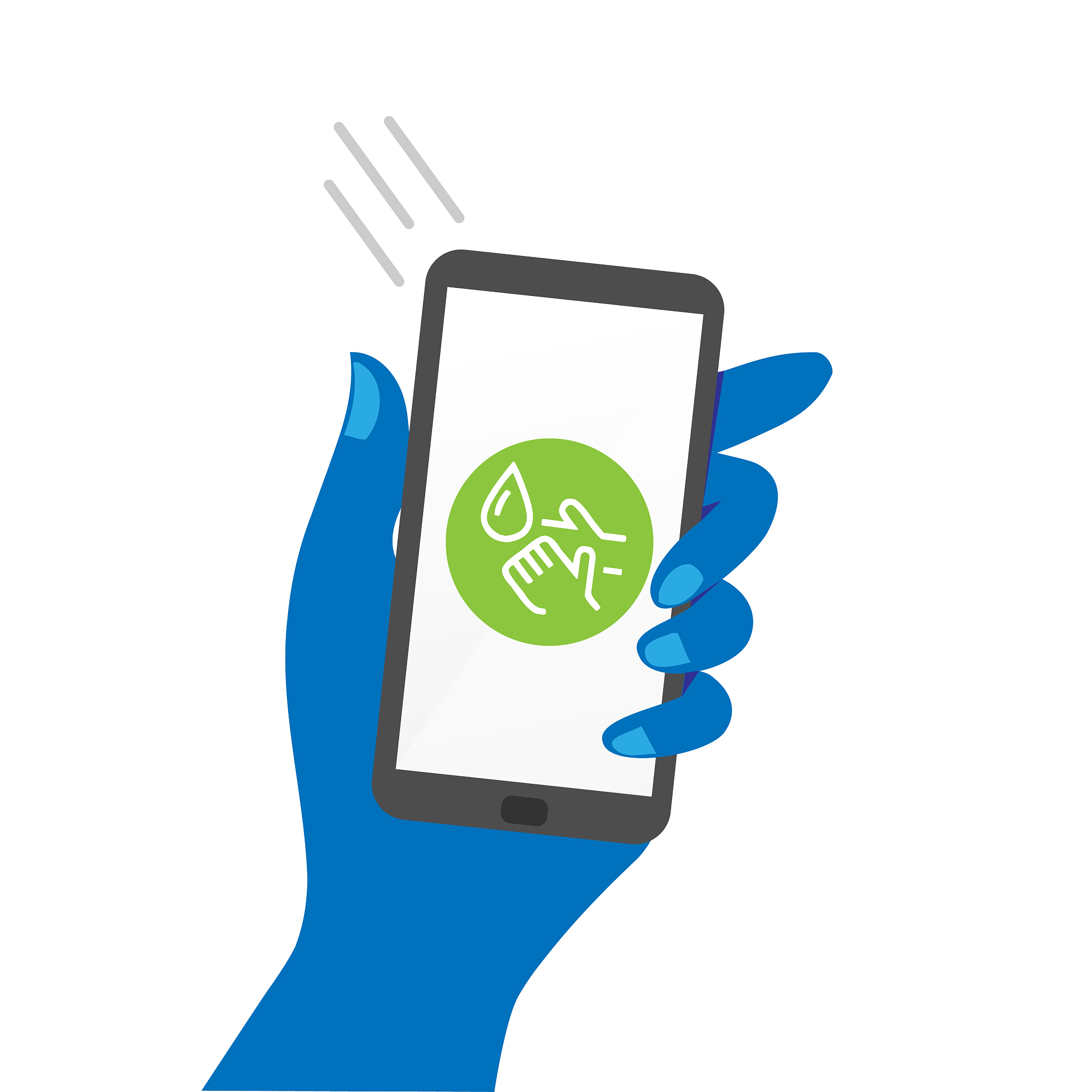 hand holding smartphone showing