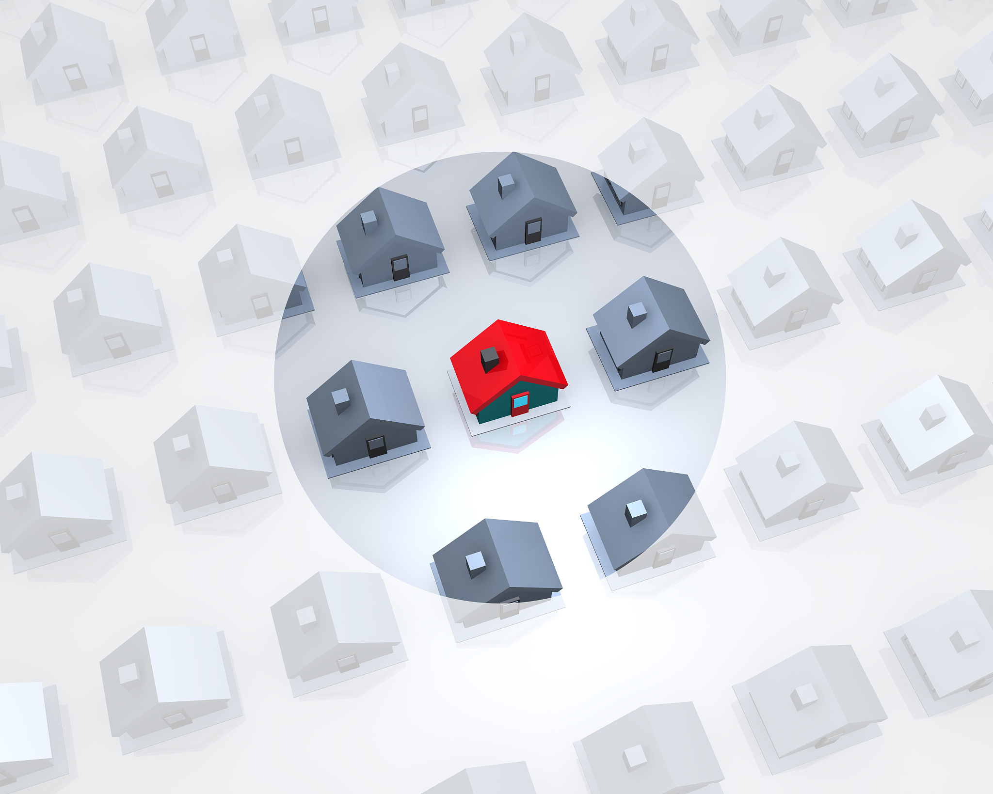 red roofed house