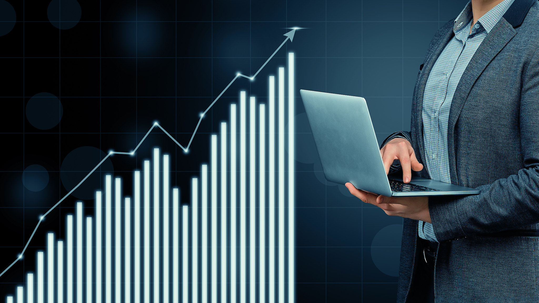 the concept of a successful person in business with profit