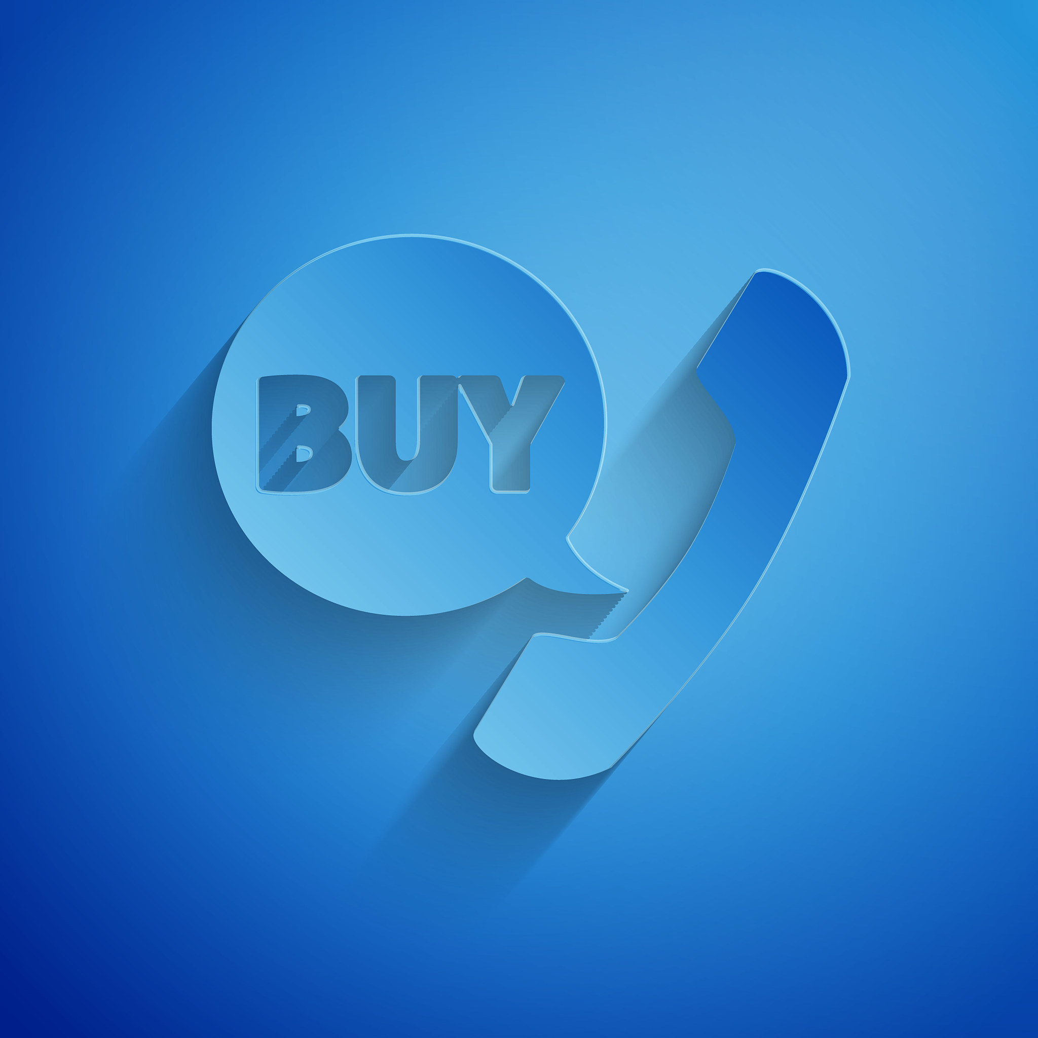 paper cut phone and speech bubble with text buy icon isolated on
