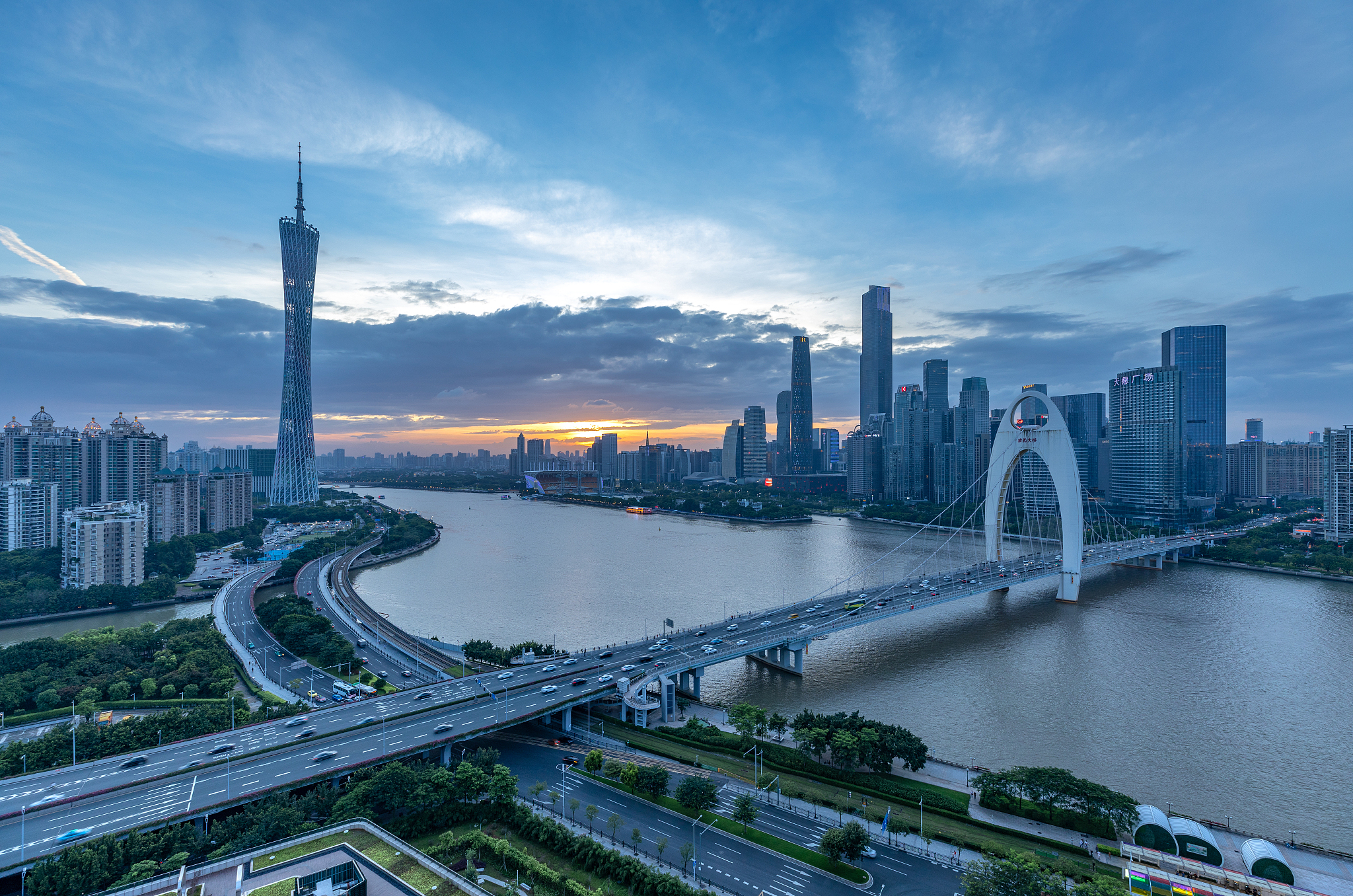 guangzhou city cbd sunset