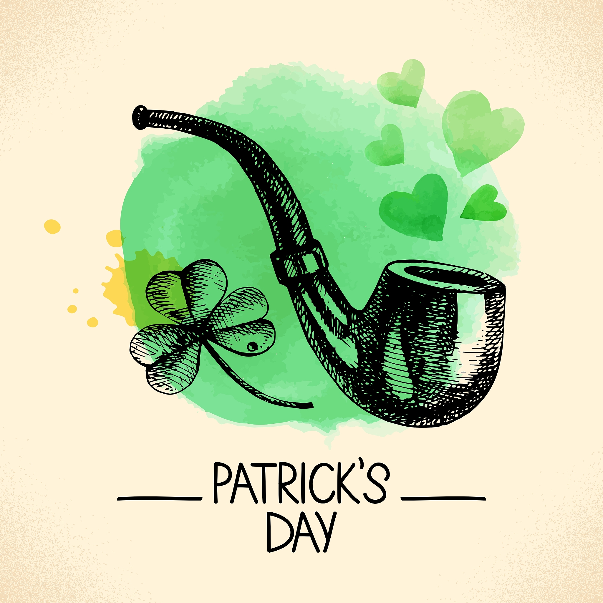 st patricks day background with hand drawn sketch