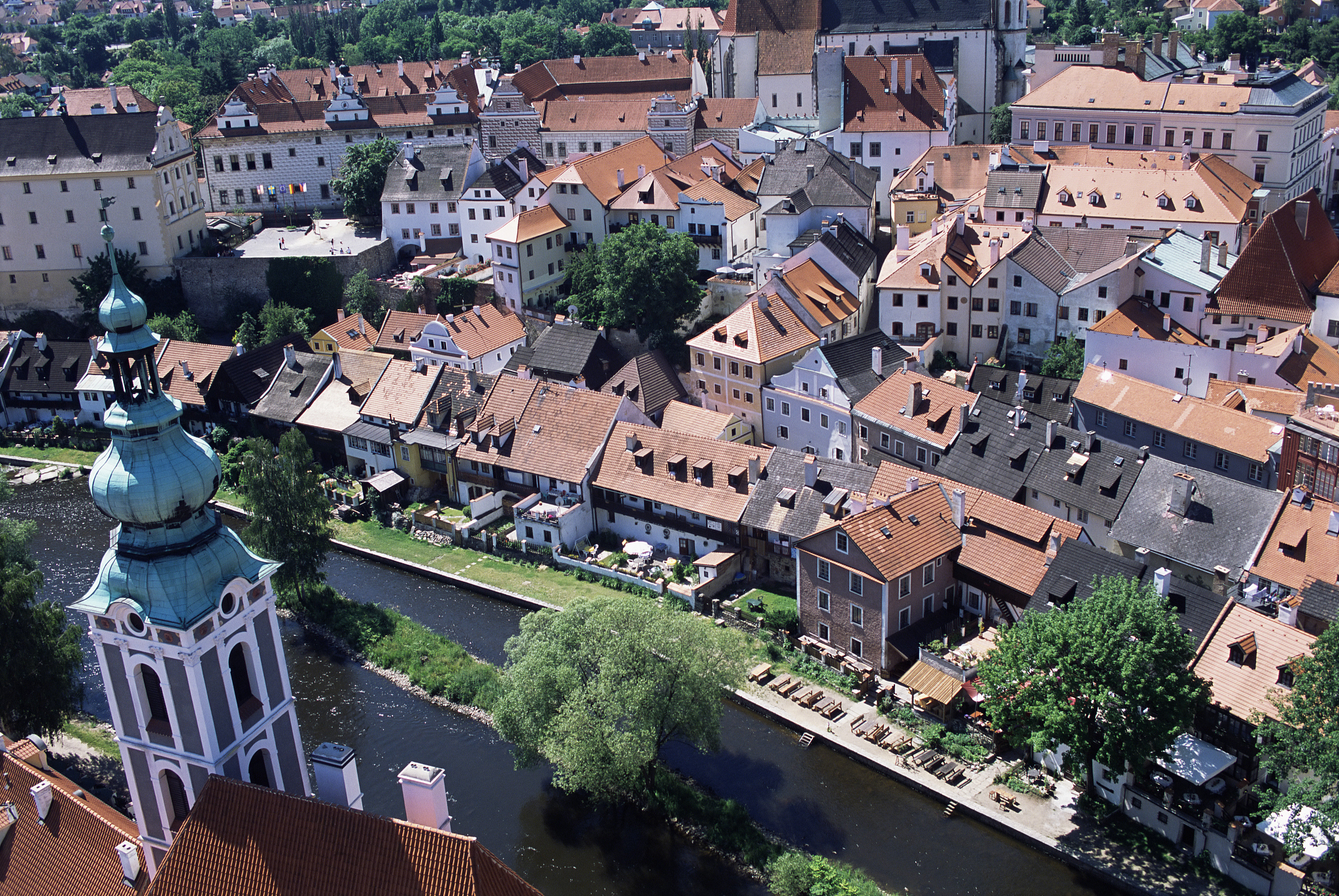 view from the castle, cesky krumlov, unesco world heritage site,