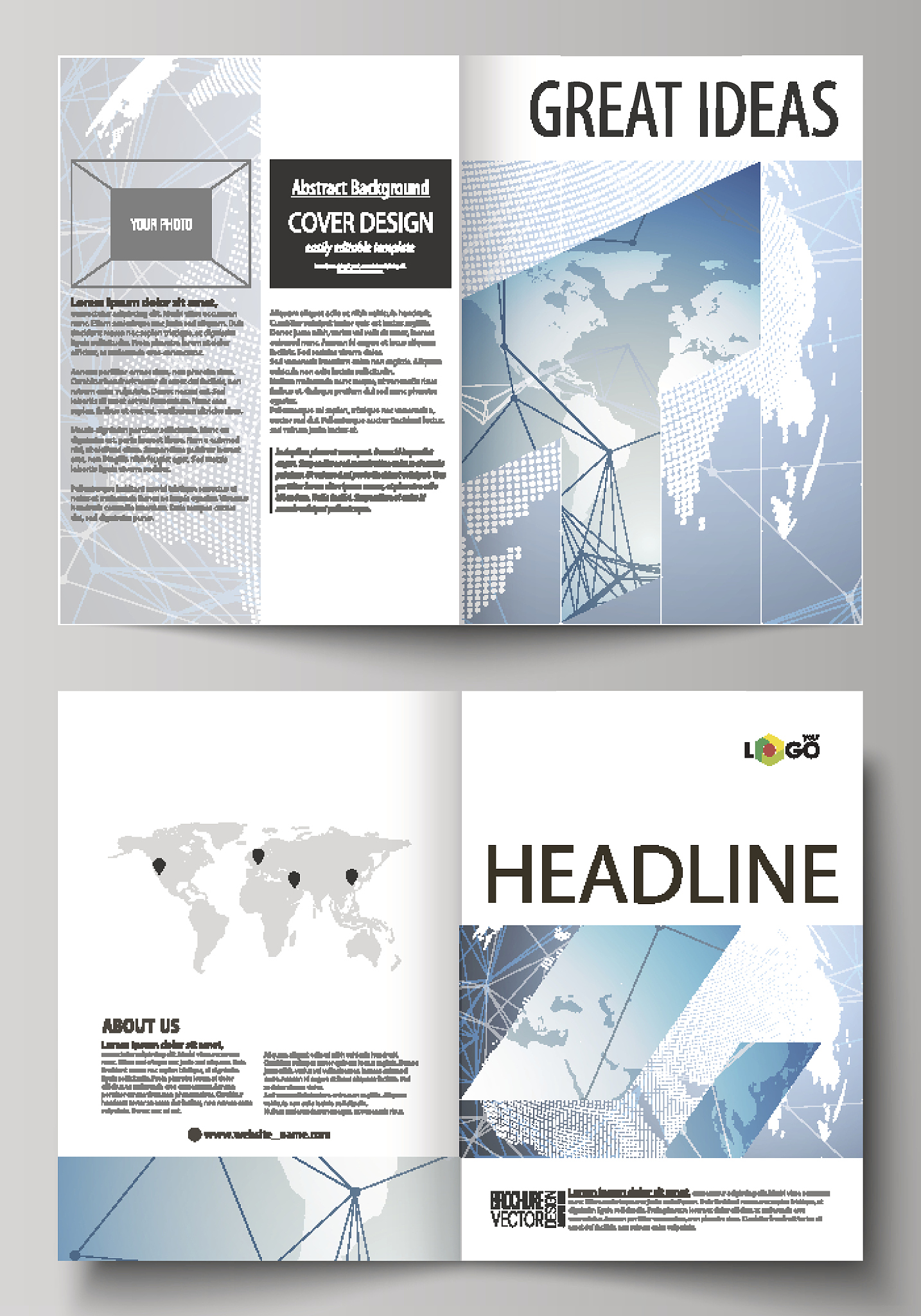the vector illustration of the editable layout of two a4 format 