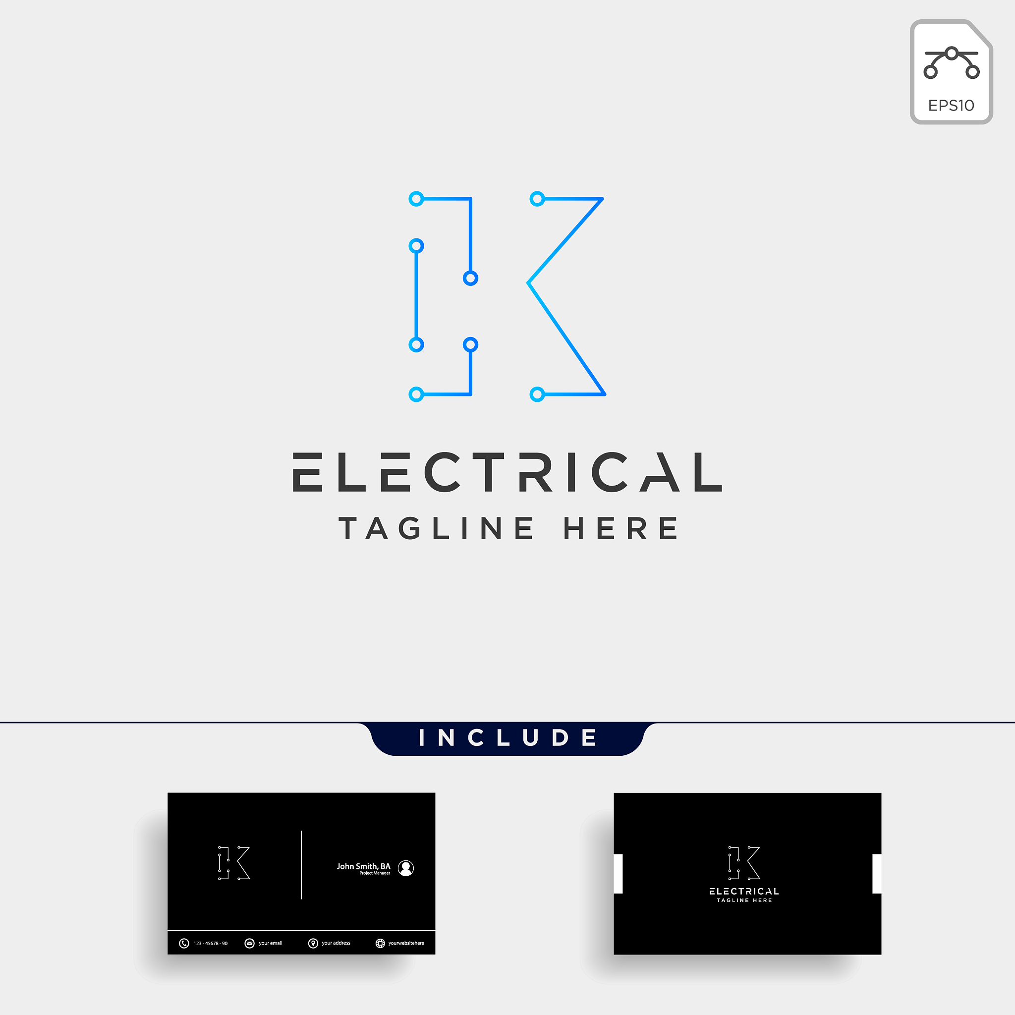 connect or electrical k logo design icon element