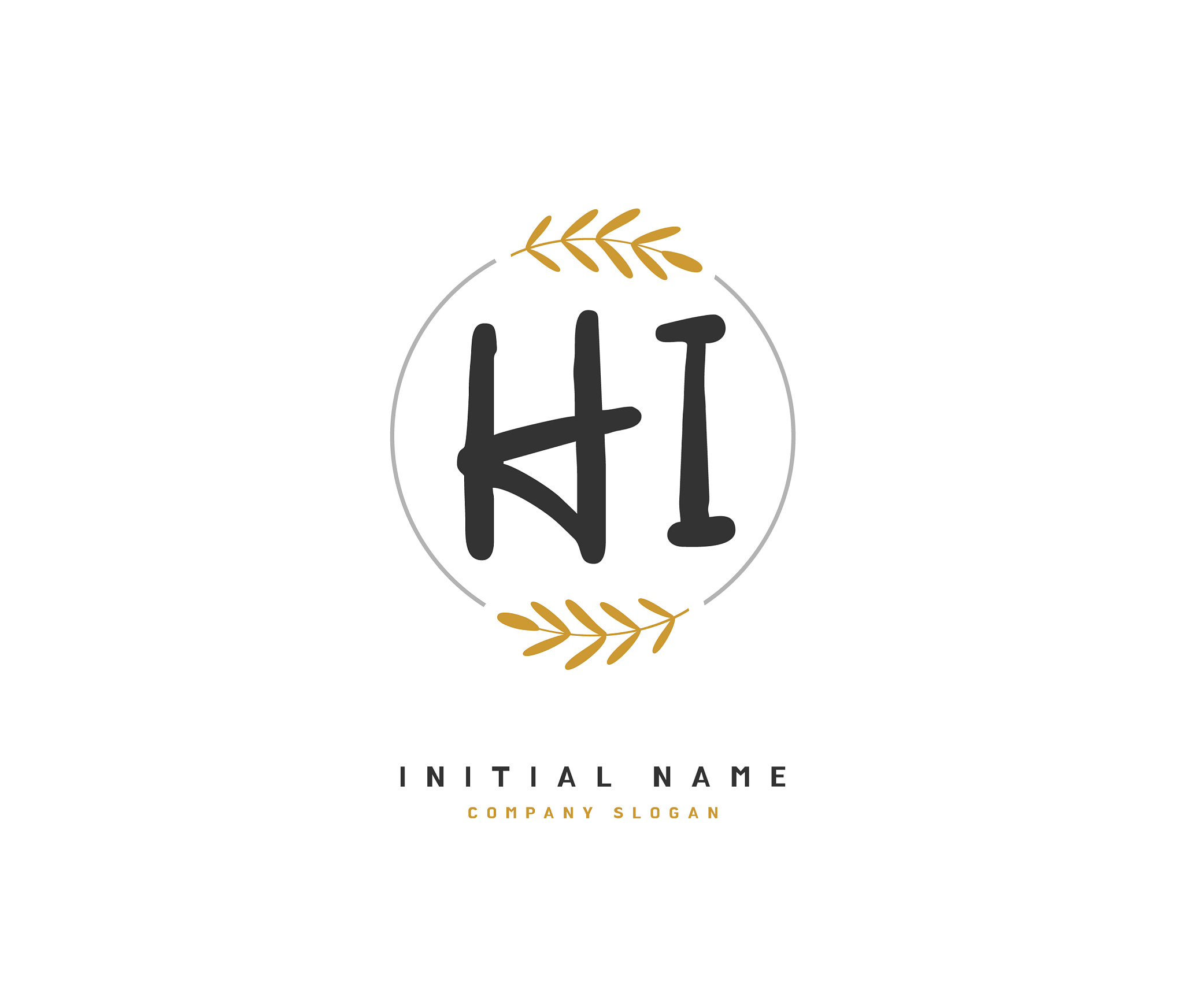 h i hi beauty initial logo handwriting logo of