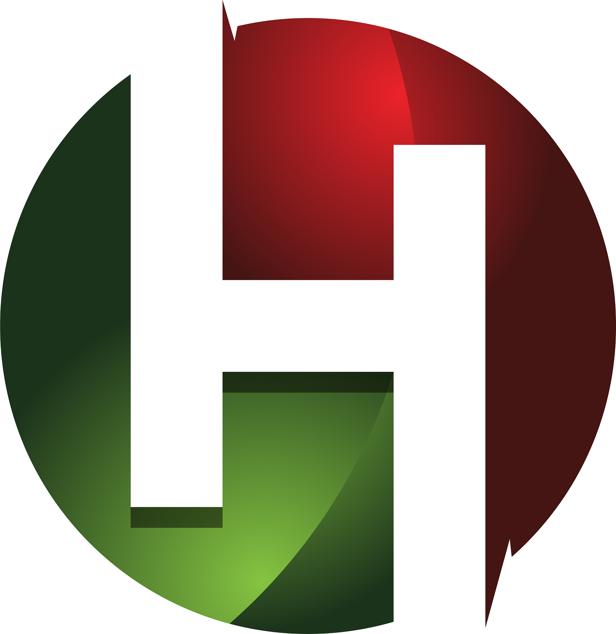 h 3d colorful circle letter logo icon design