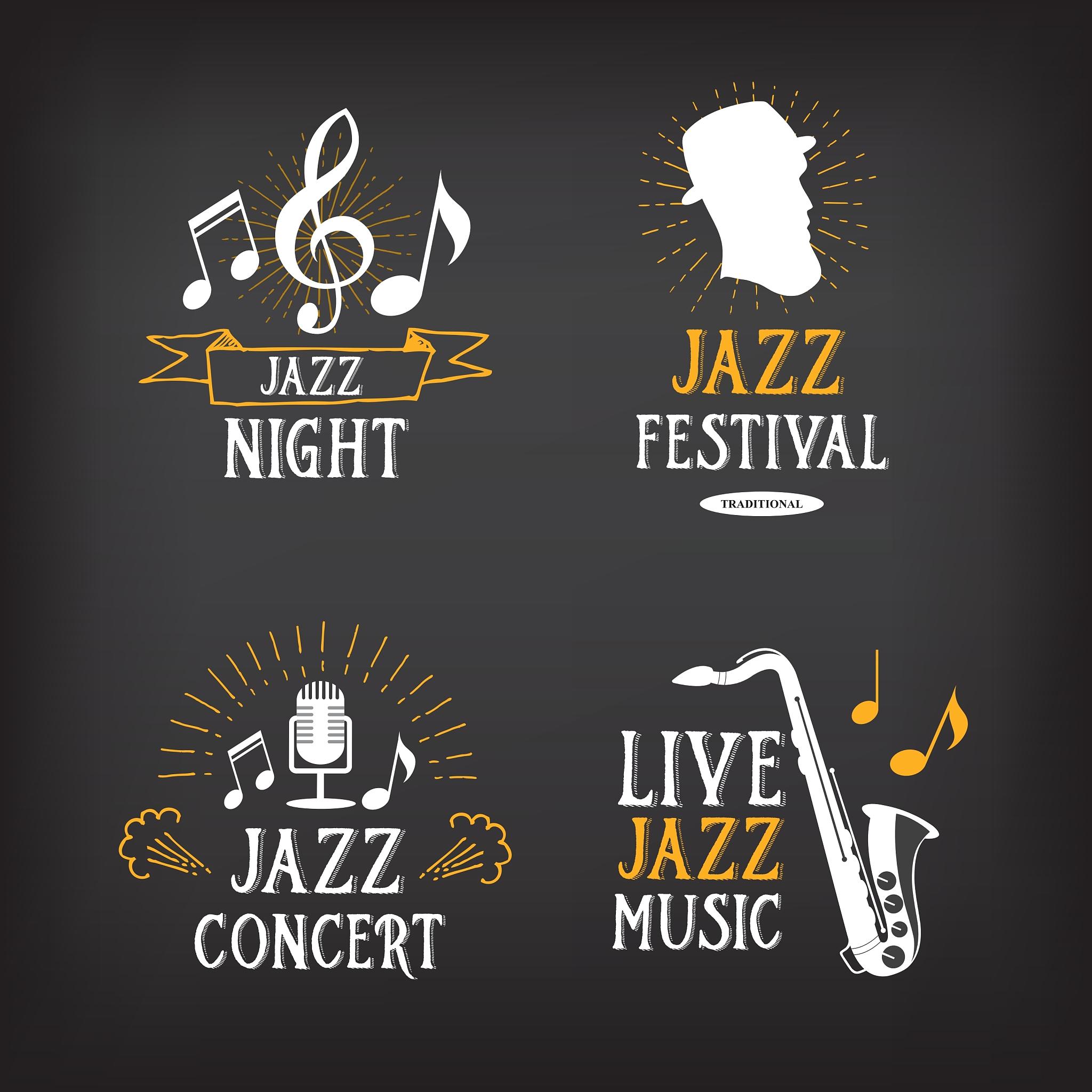 jazz music party logo and badge design