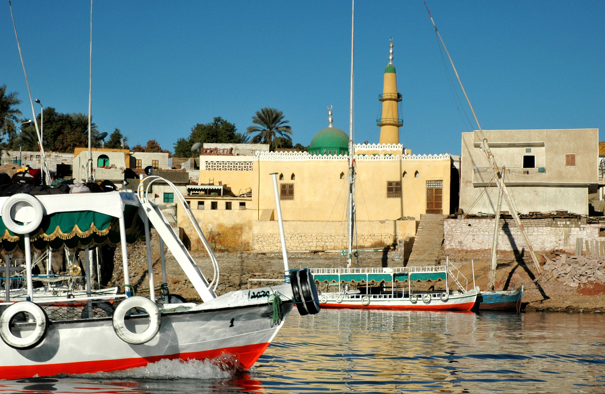 mosque boat, the nile, aswan, egypt