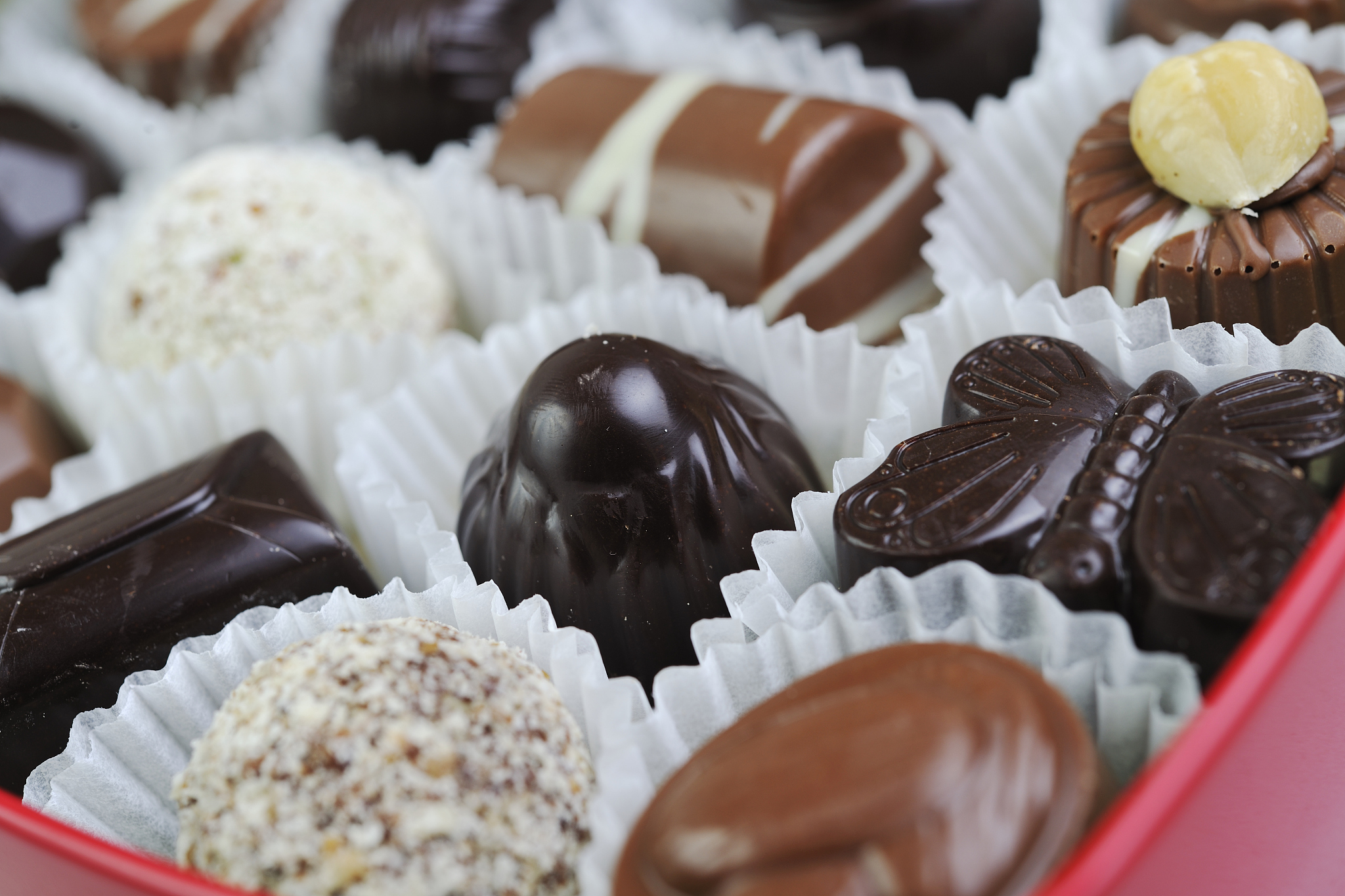 luxury and sweet praline and chocolate decoration food close up