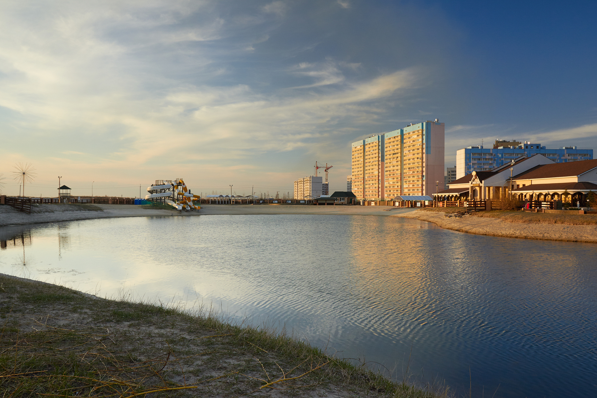 pond in the new residential district