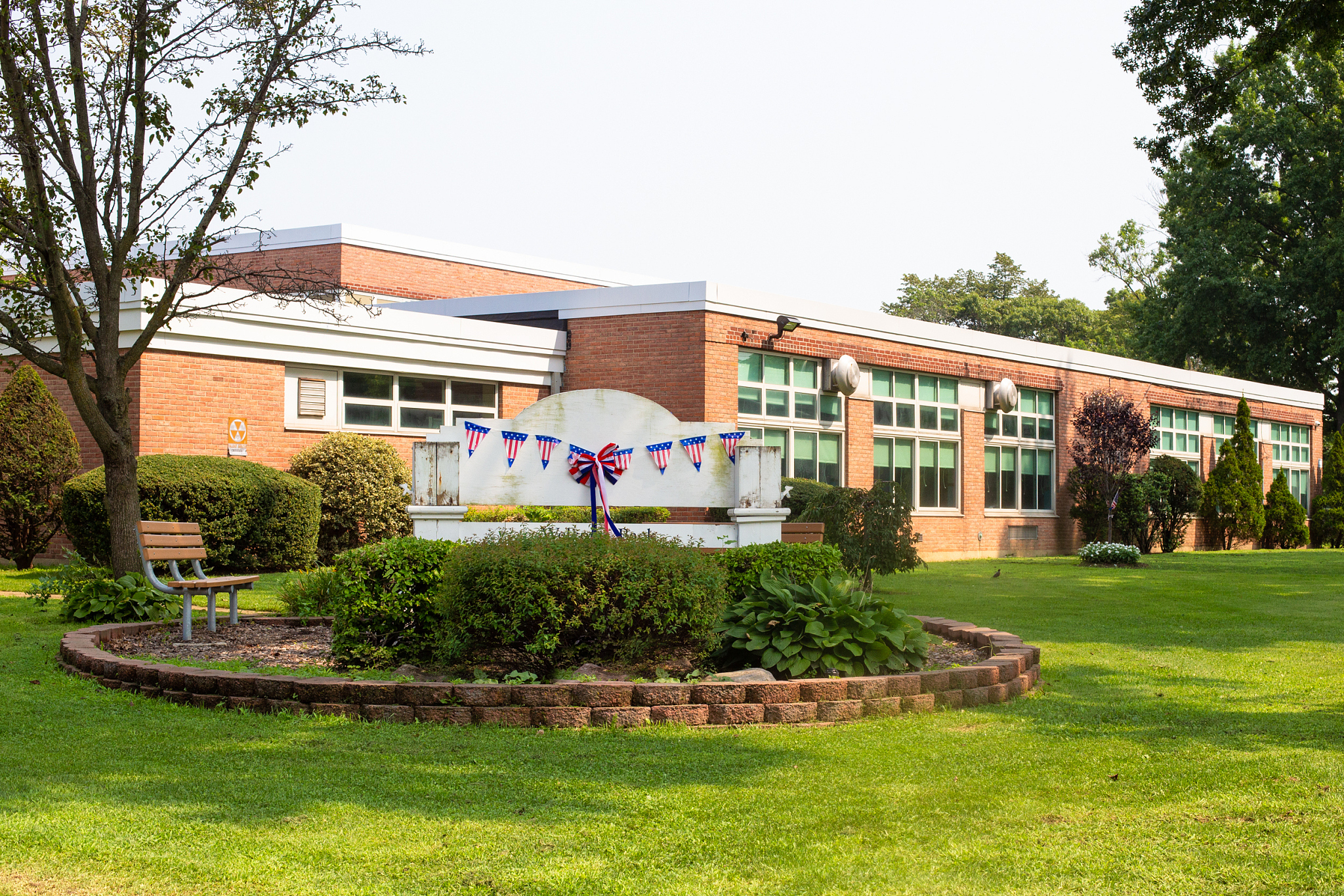 typical american school building exterior