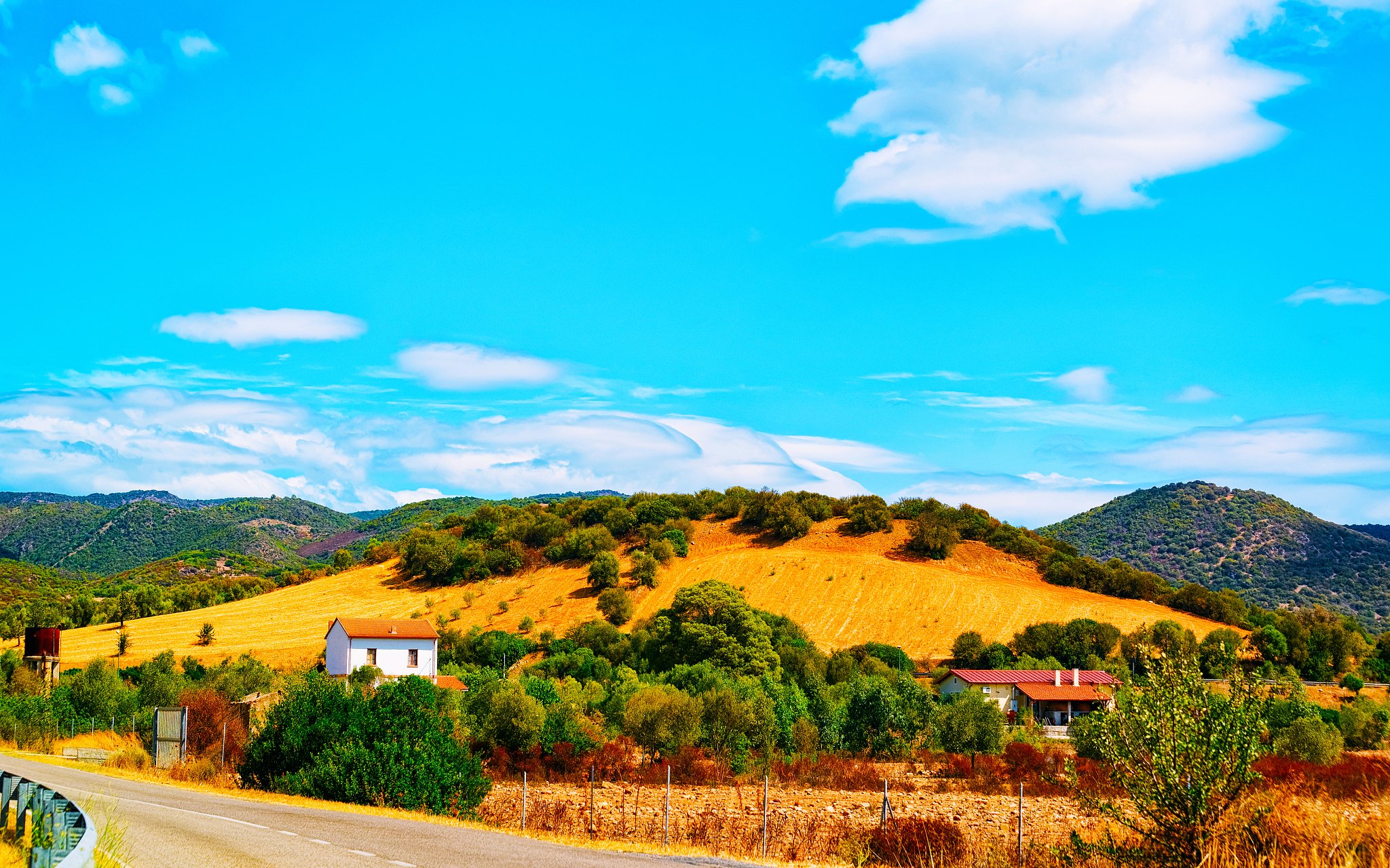 scenery with highway at carbonia near cagliari in sardinia refle