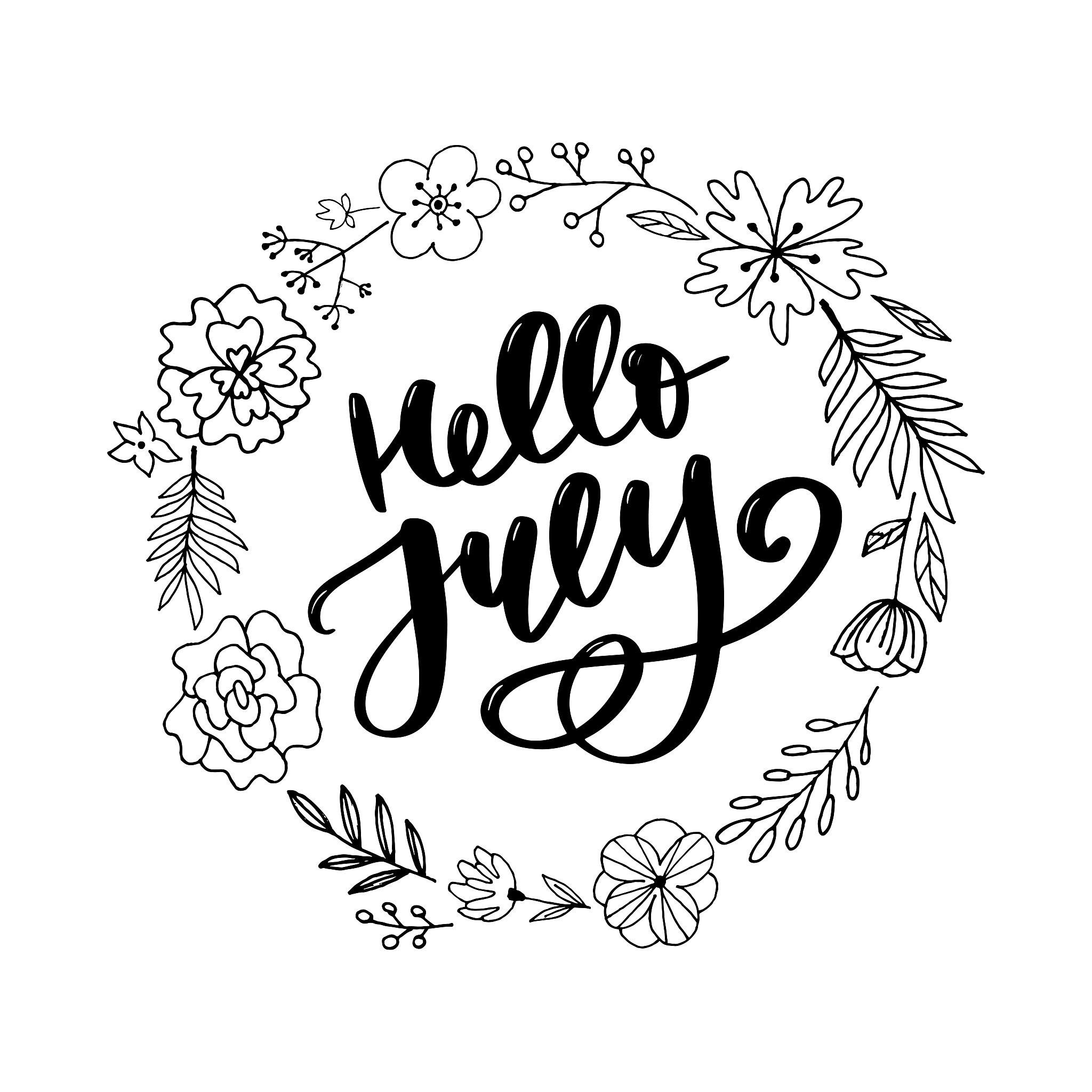 hello july lettering print. summer minimalistic illustration. is