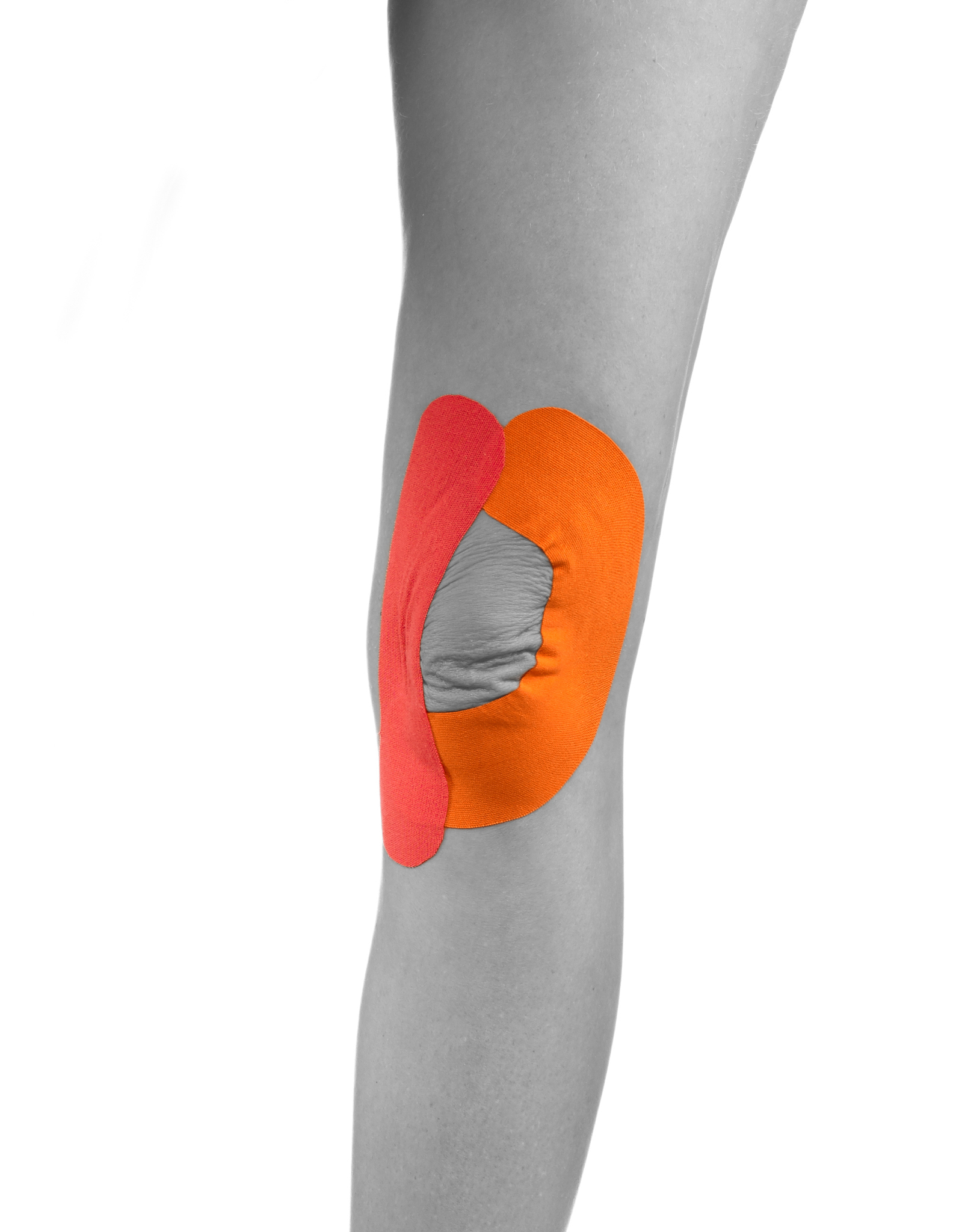 knee treated with tape therapy