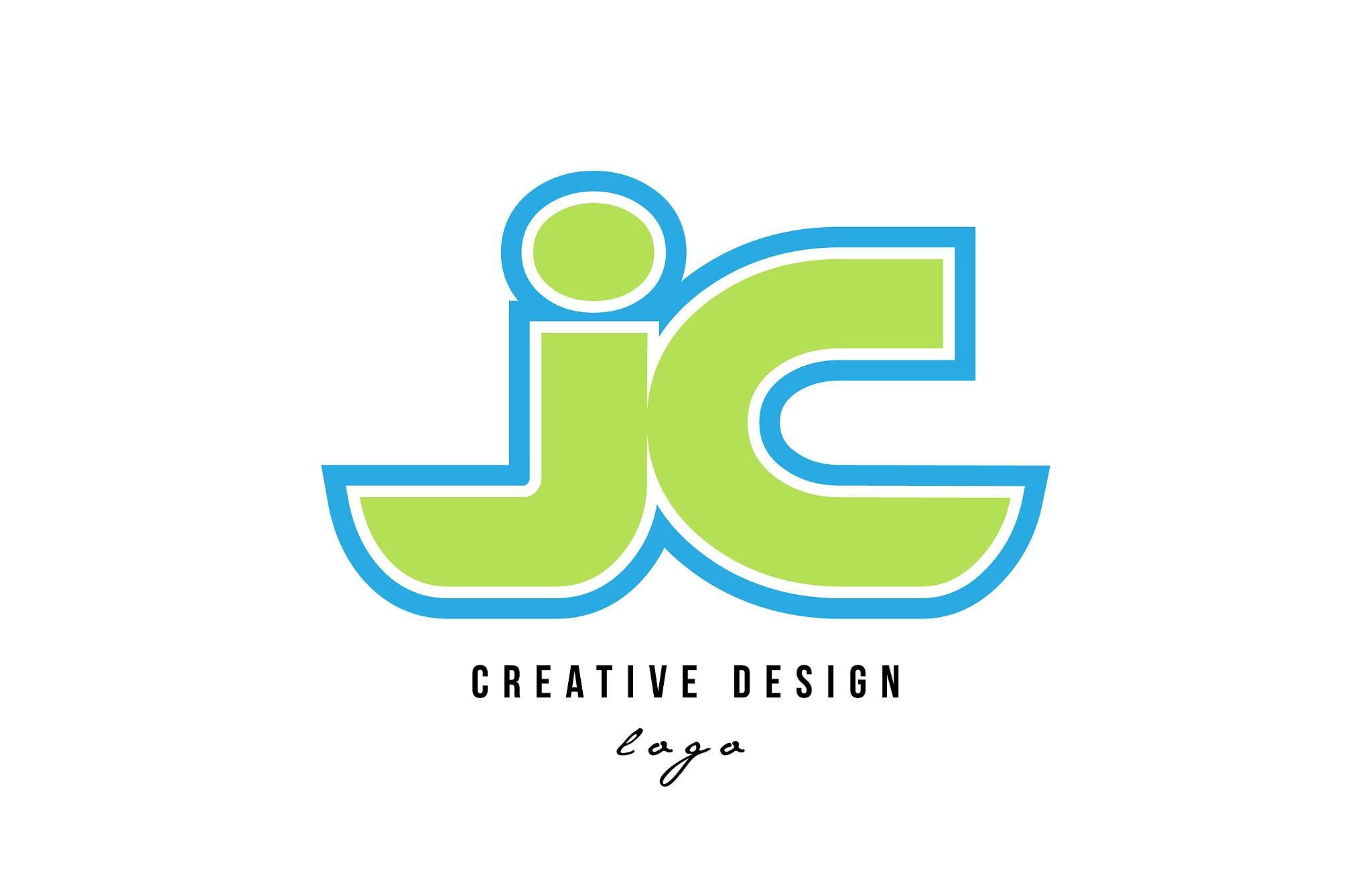 blue green alphabet letter jc j c logo icon design