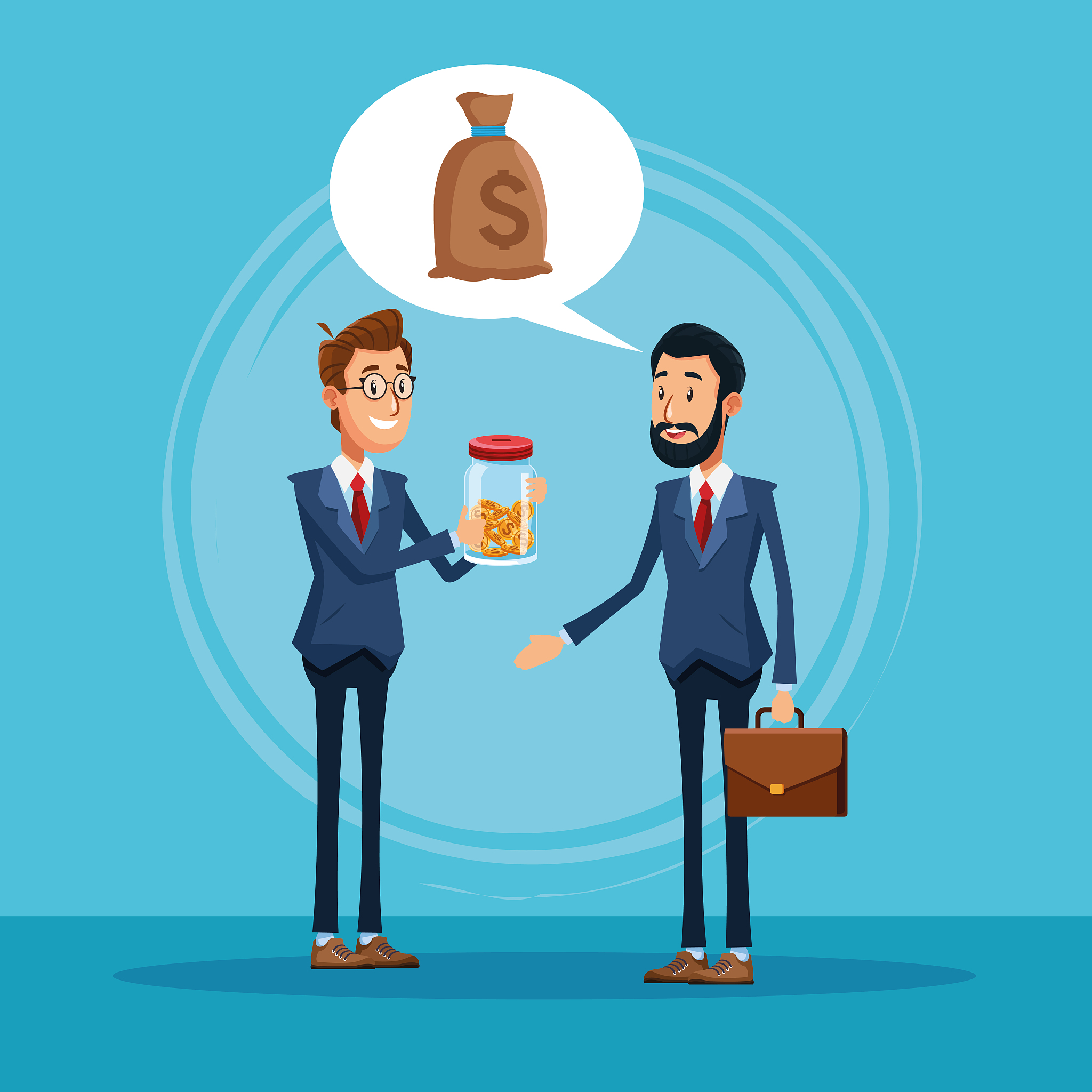 businessmen talking about business cartoon