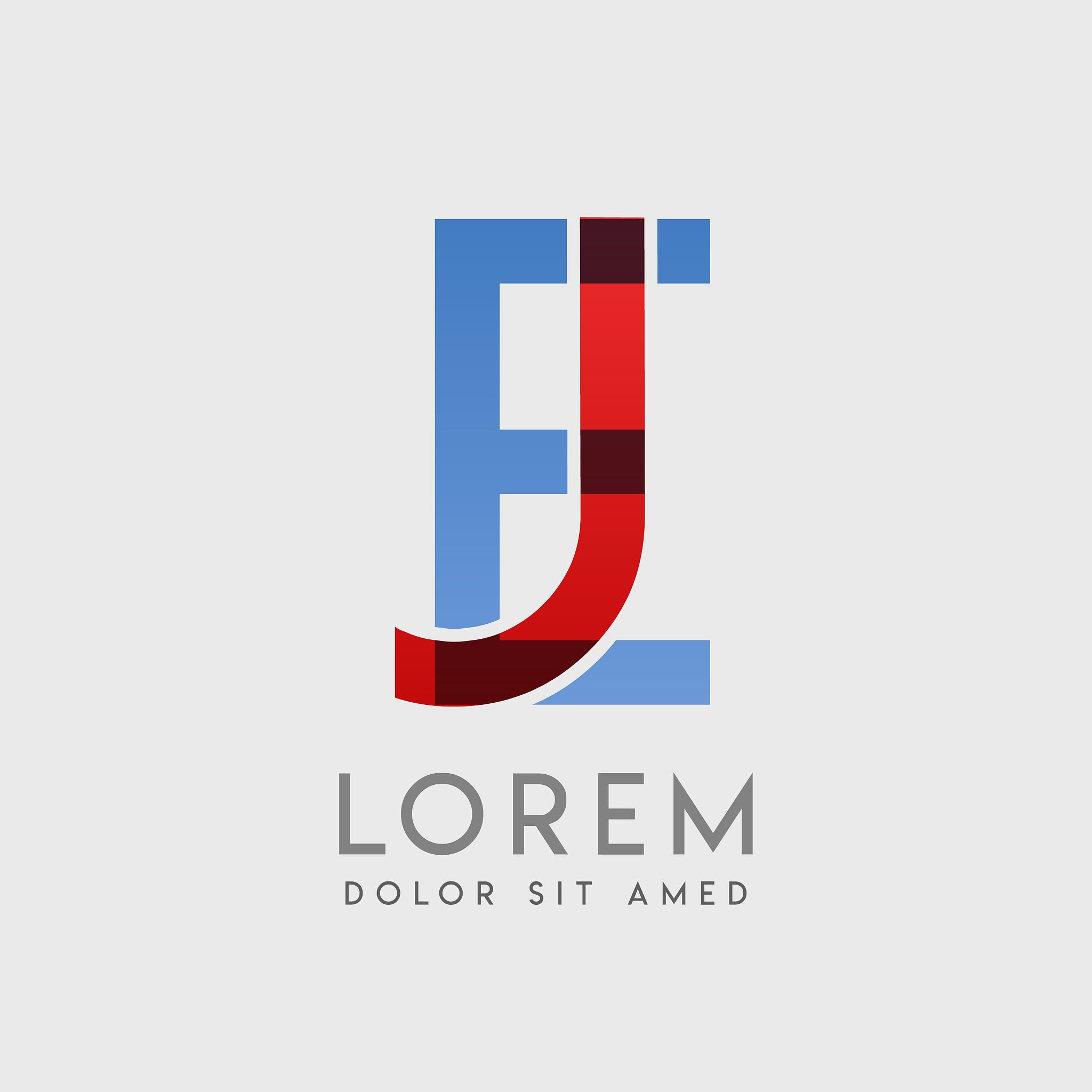 je logo letters with blue and red gradation