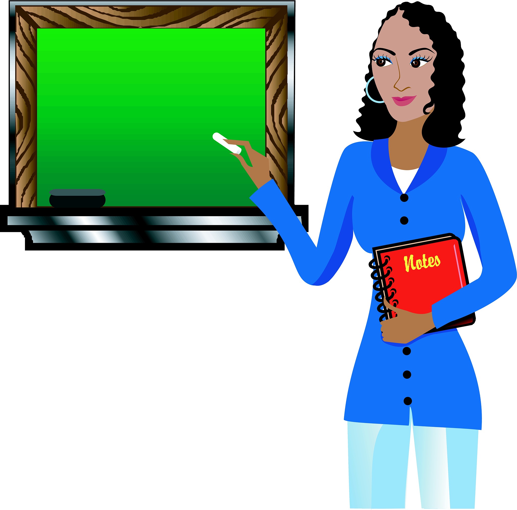 teacher with chalkboard