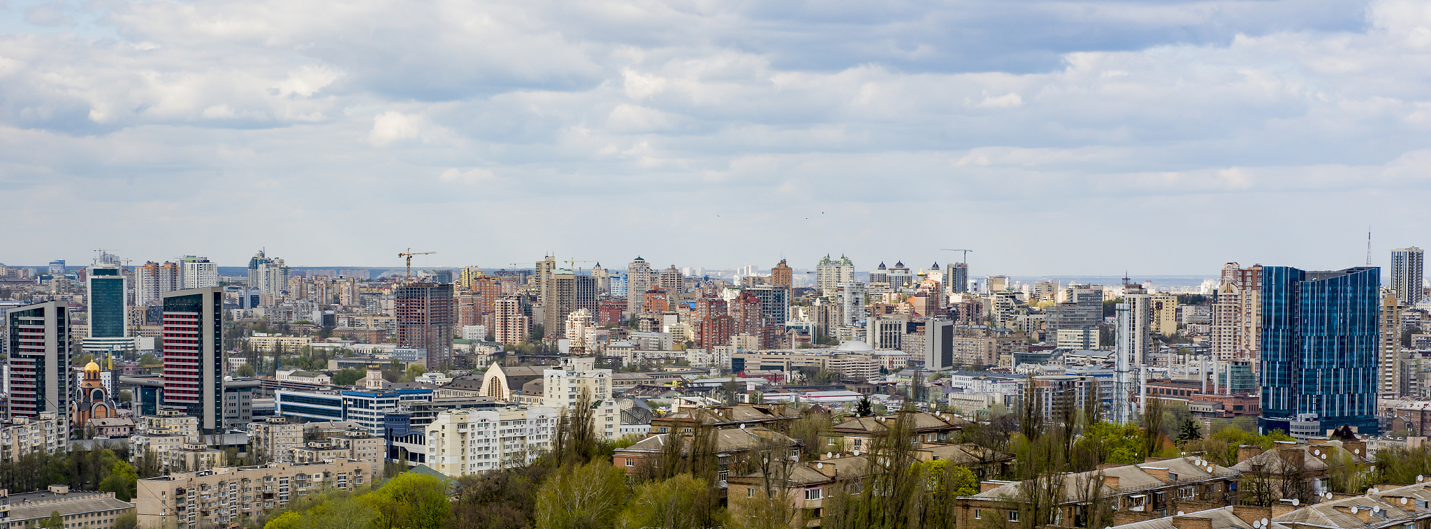 panorama of kiev in the spring