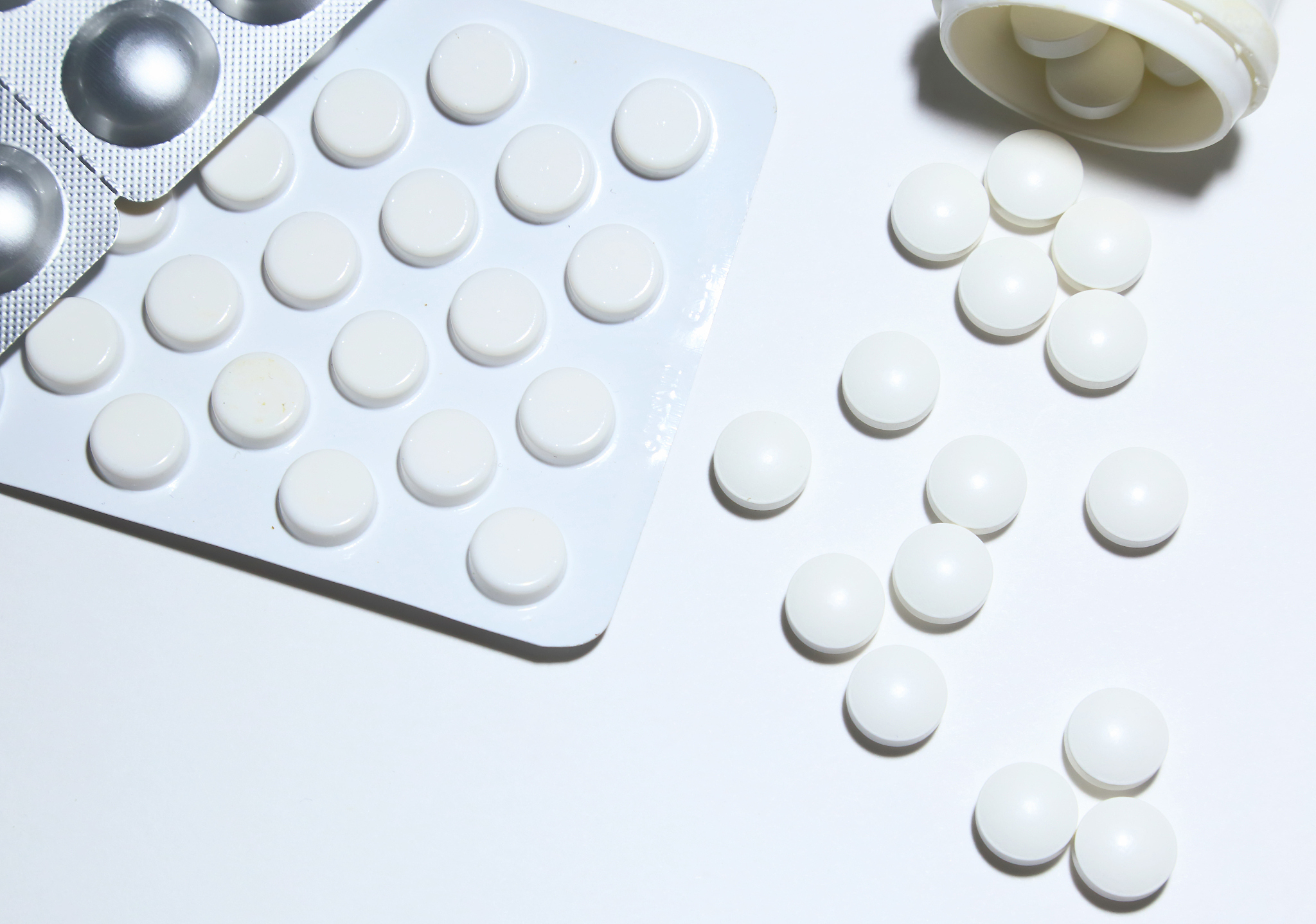 medicines for treatment, various pills for therapy and vitamins.