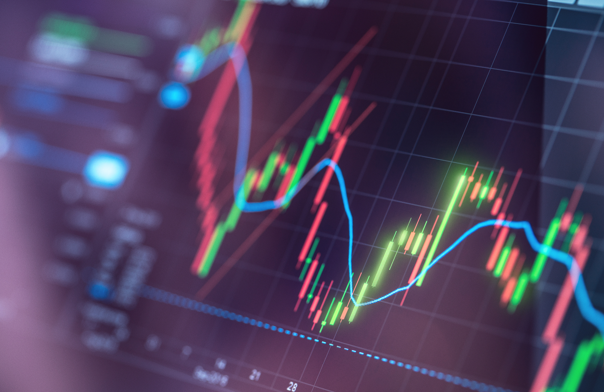 financial chart at digital display